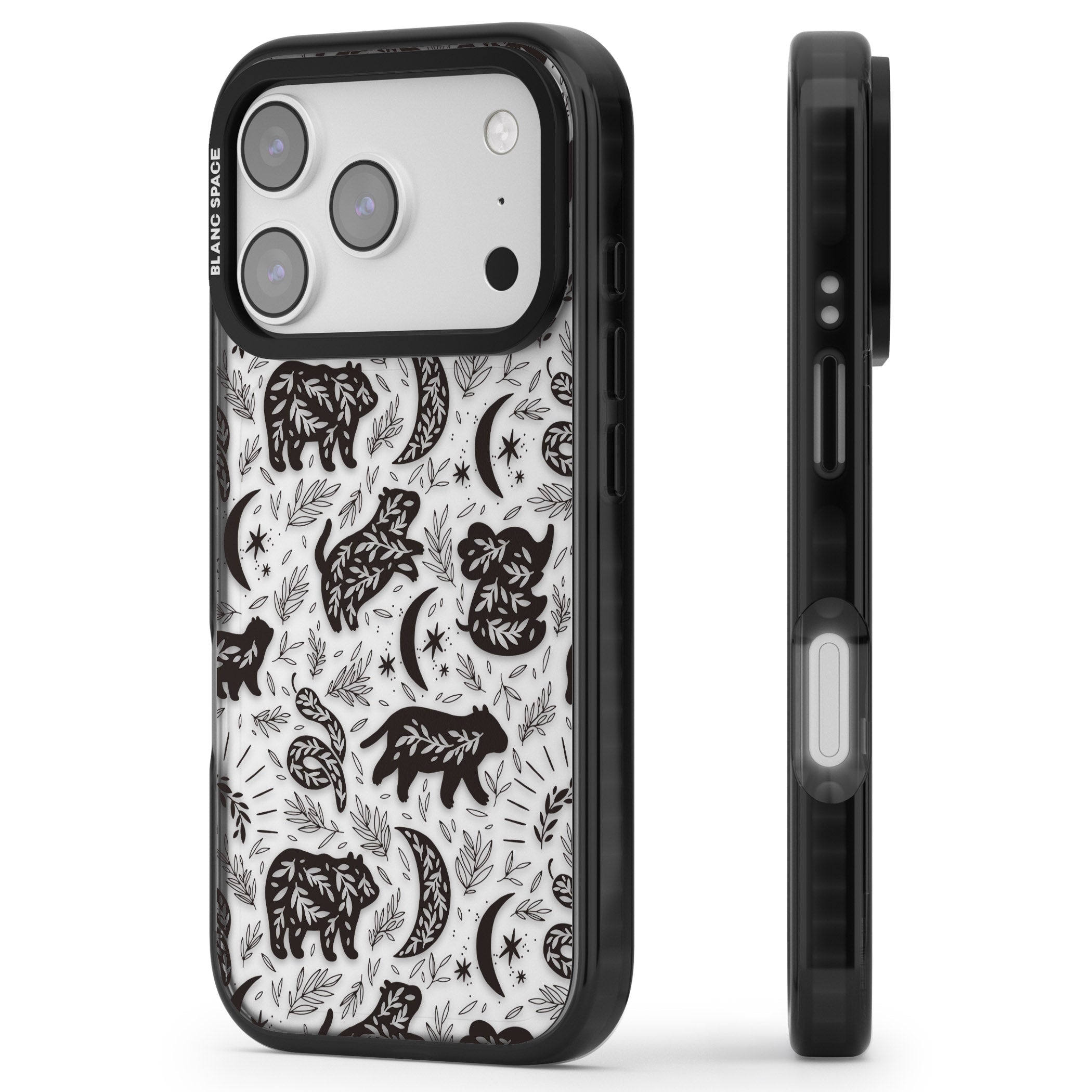 Midnight Forest Animals iPhone 17 Pro Max Impact Black Phone Case Side Profile