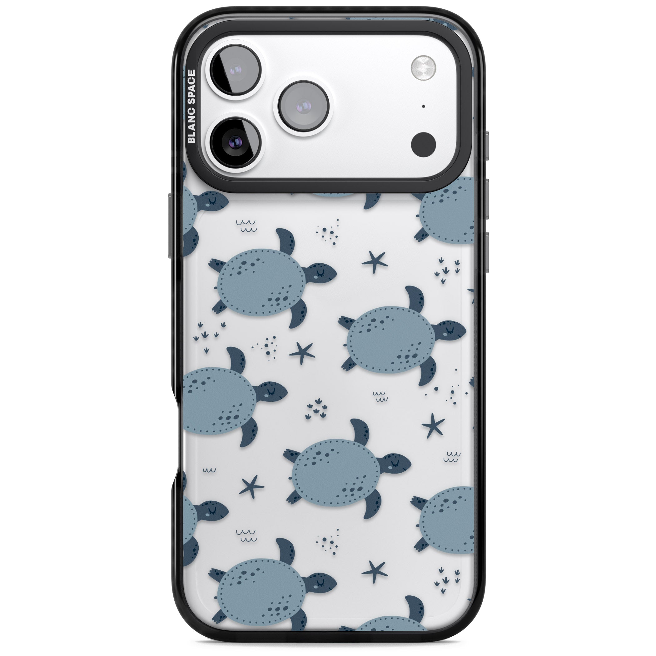 Under The Sea Patterns Sea Turtles (Clear) iPhone 17 Pro Impact Black Phone Case