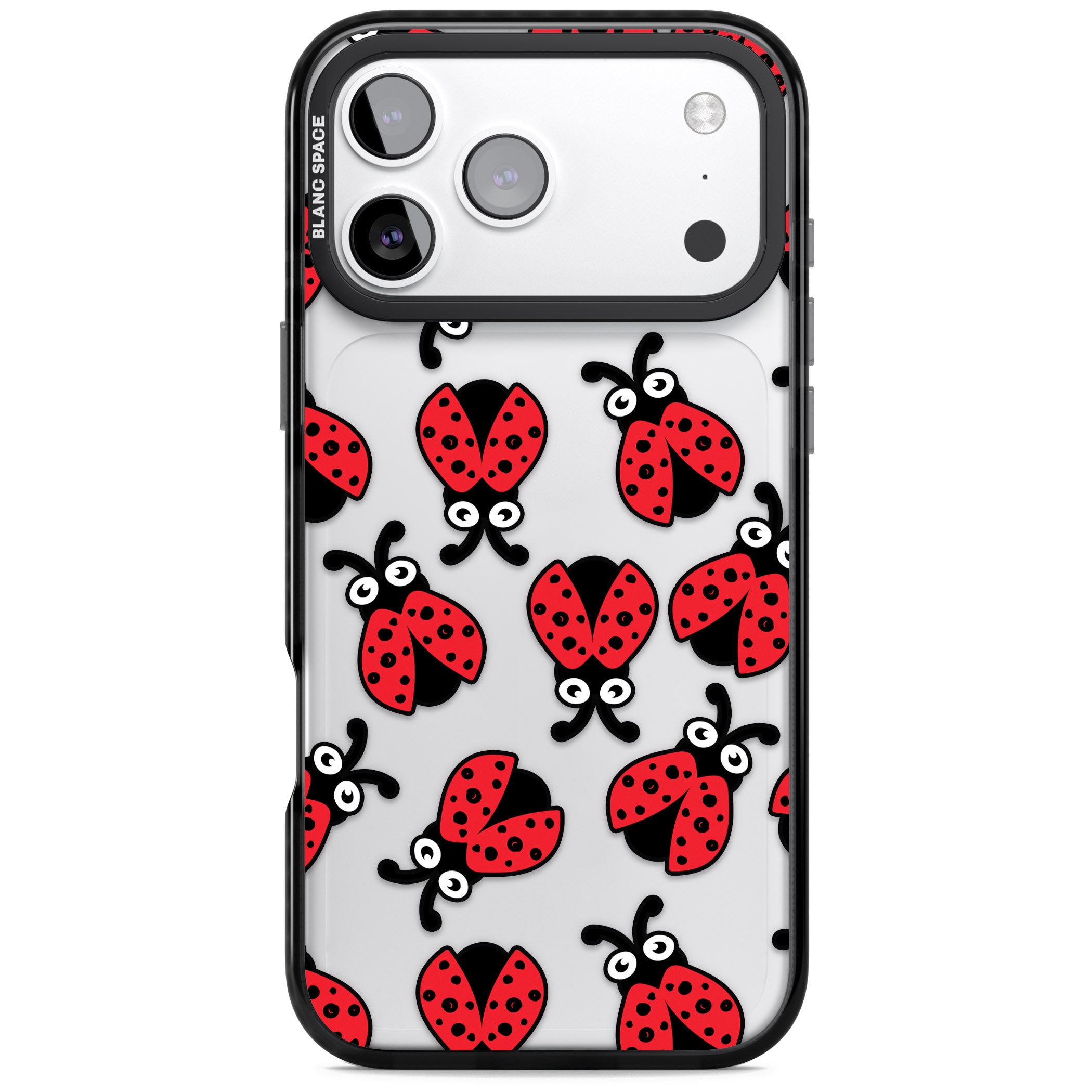 Ladybug Pattern iPhone 17 Pro Max Impact Black Phone Case