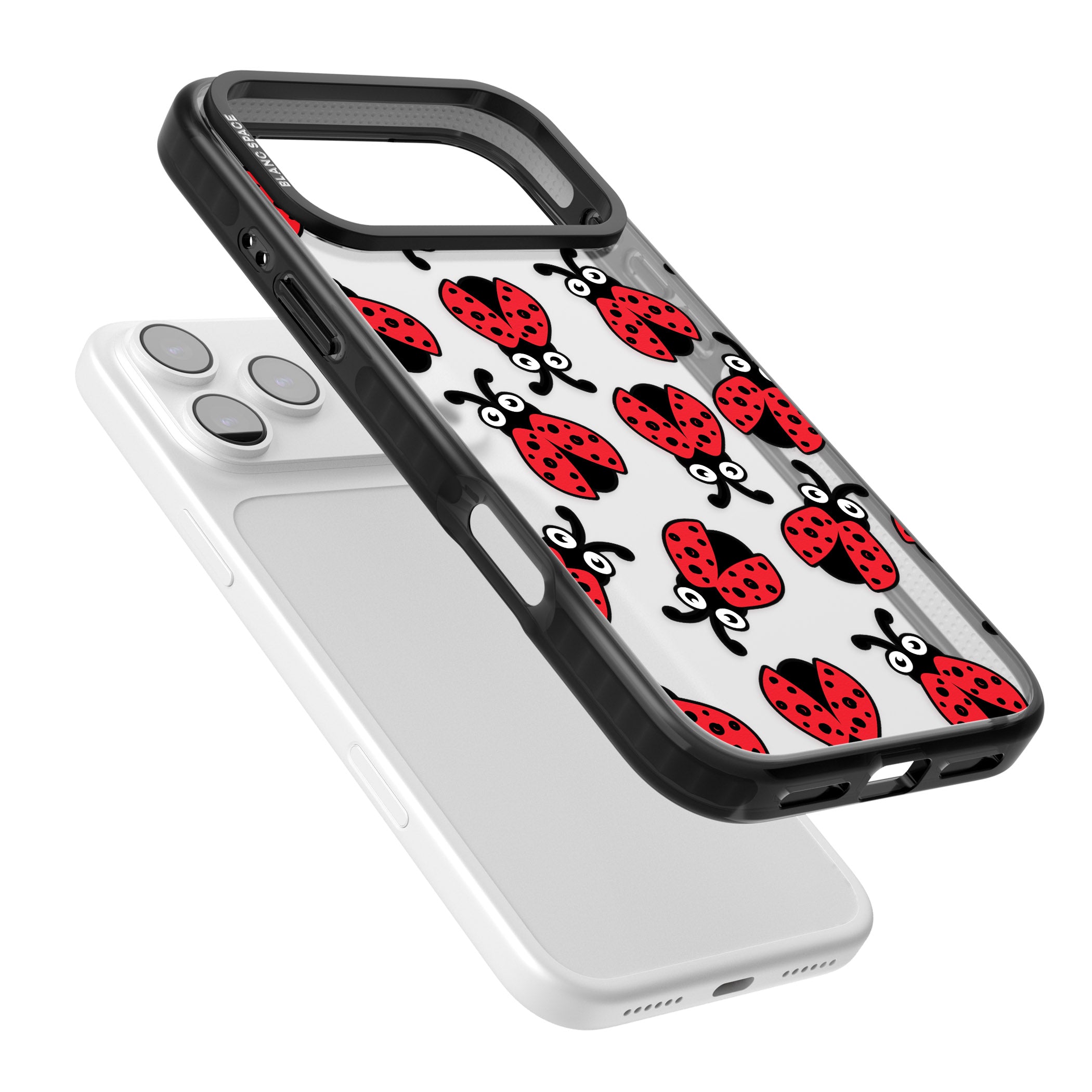 Ladybug Pattern iPhone 17 Pro Impact Black Phone Case Colours