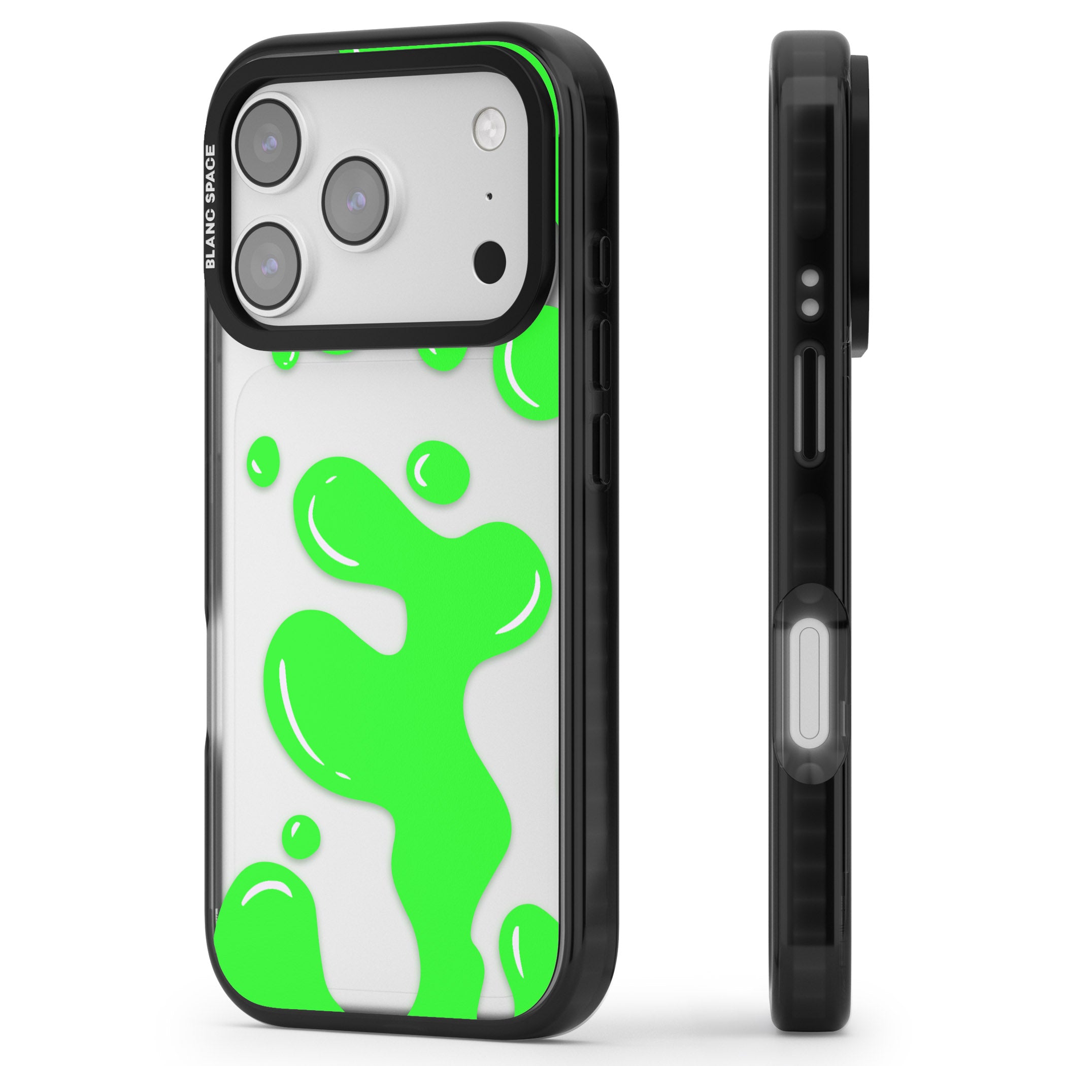 Green Lava Lamp iPhone 17 Pro Impact Black Phone Case Side Profile