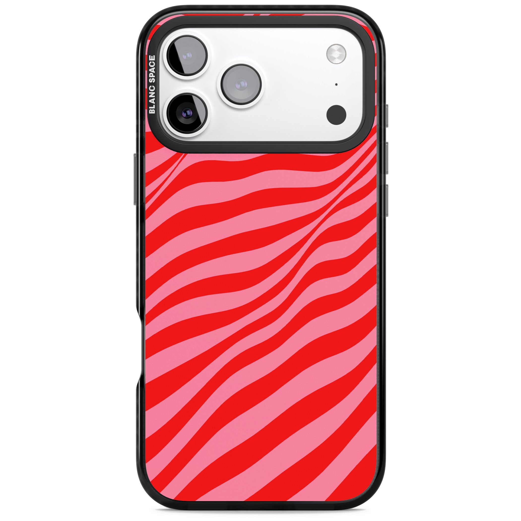Pink & Red Distorted Line iPhone 17 Pro Impact Black Phone Case