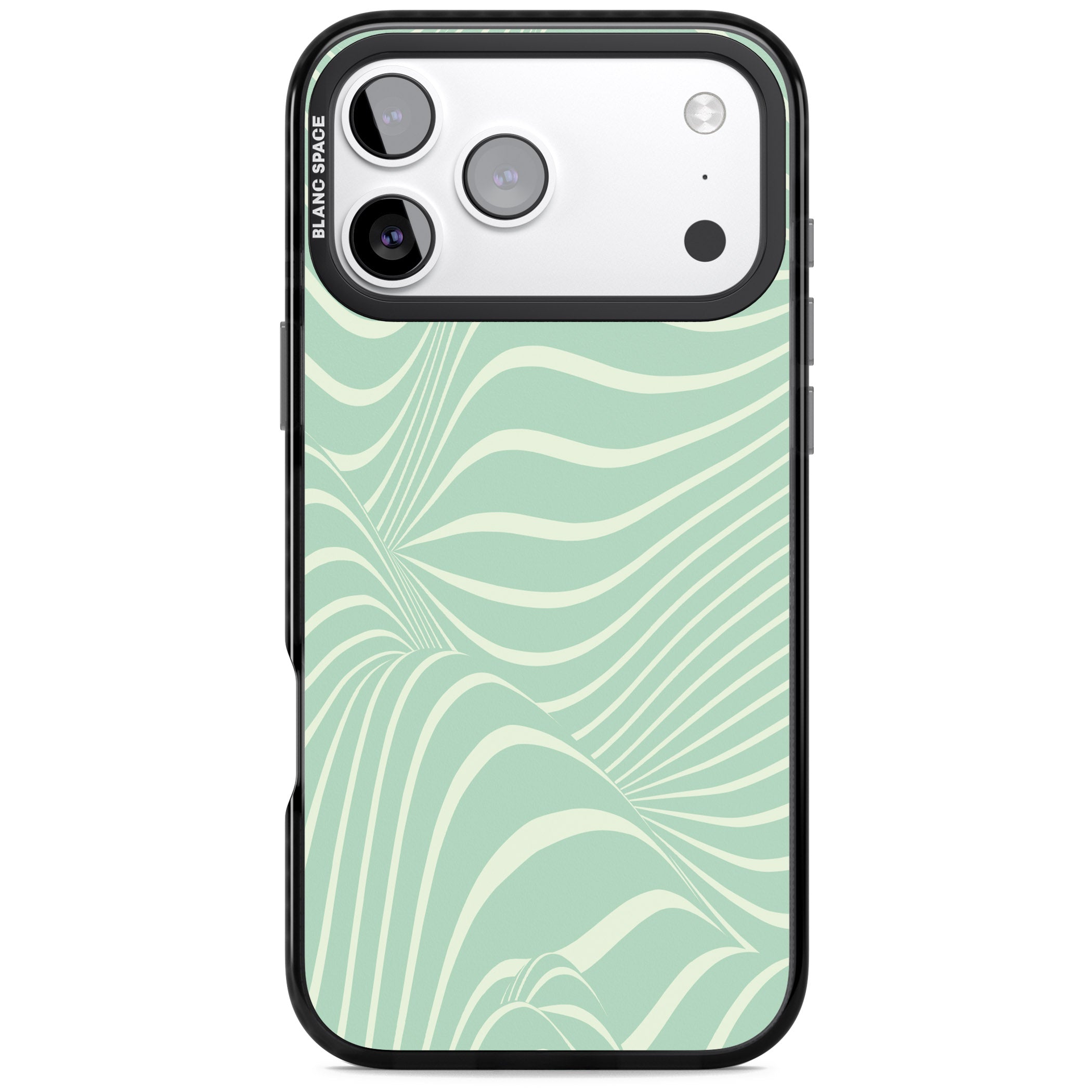Mint Green Distorted Line iPhone 17 Pro Impact Black Phone Case