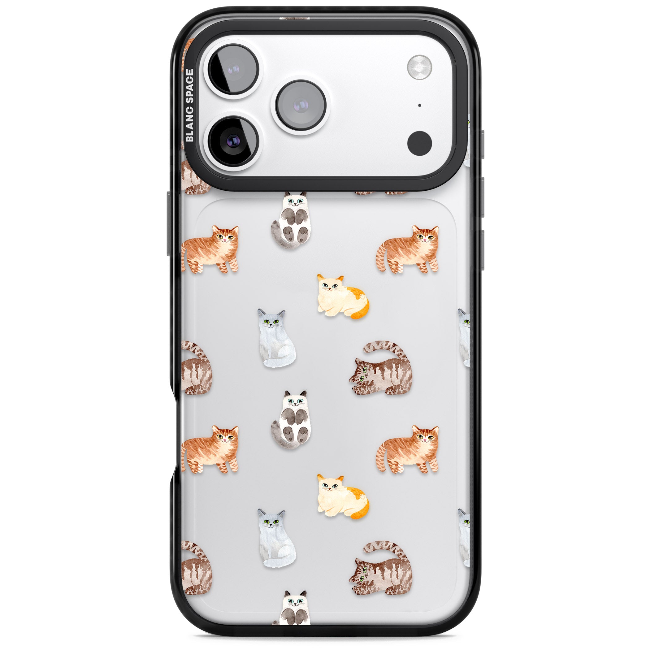 Cute Cat Pattern Classic iPhone 17 Pro Impact Black Phone Case