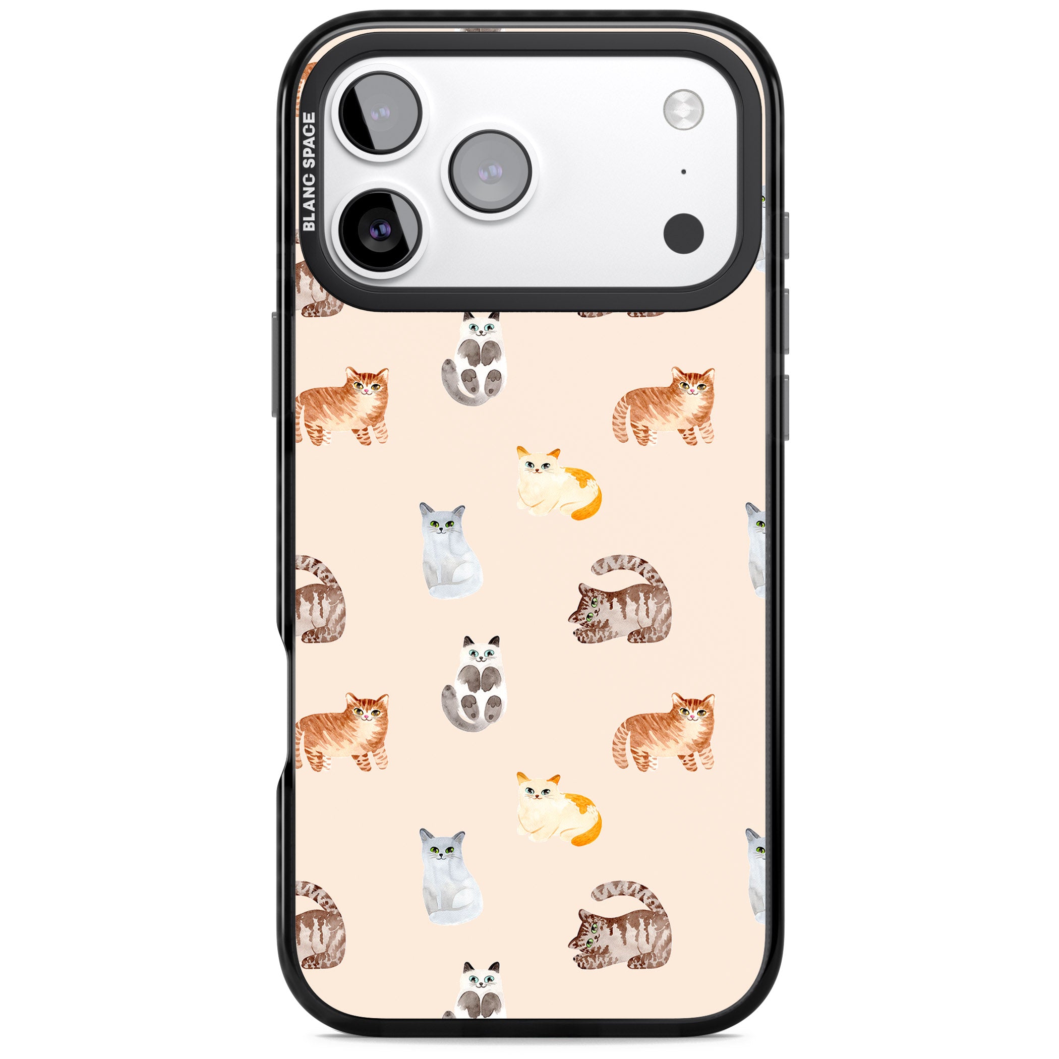 Cute Cat Parade iPhone 17 Pro Max Impact Black Phone Case