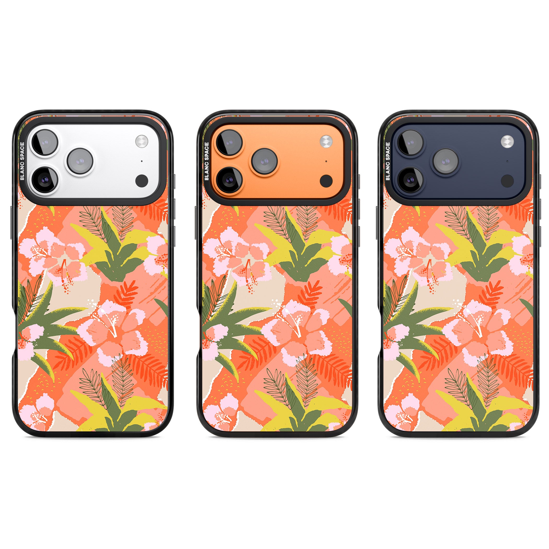 Hawaiian Flowers Abstract Pattern iPhone 17 Pro Impact Pro Black Phone Case APT Impact Protection