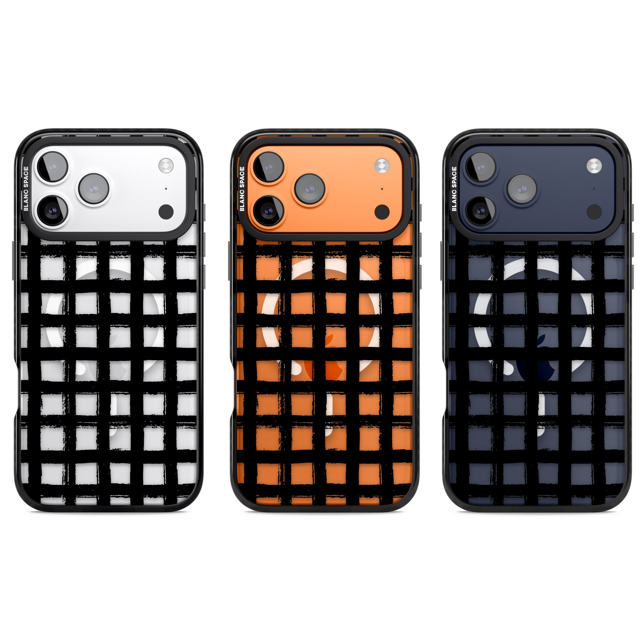Messy Black Grid Clear iPhone 17 Pro Impact Pro Black Phone Case APT Impact Protection