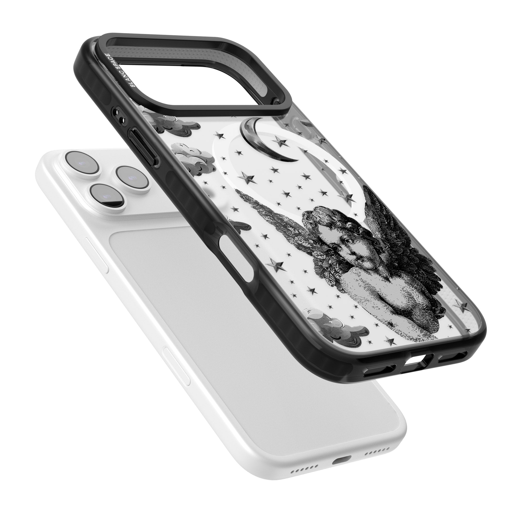 Celestial Cherub iPhone 17 Pro Impact Pro Black Phone Case Colours