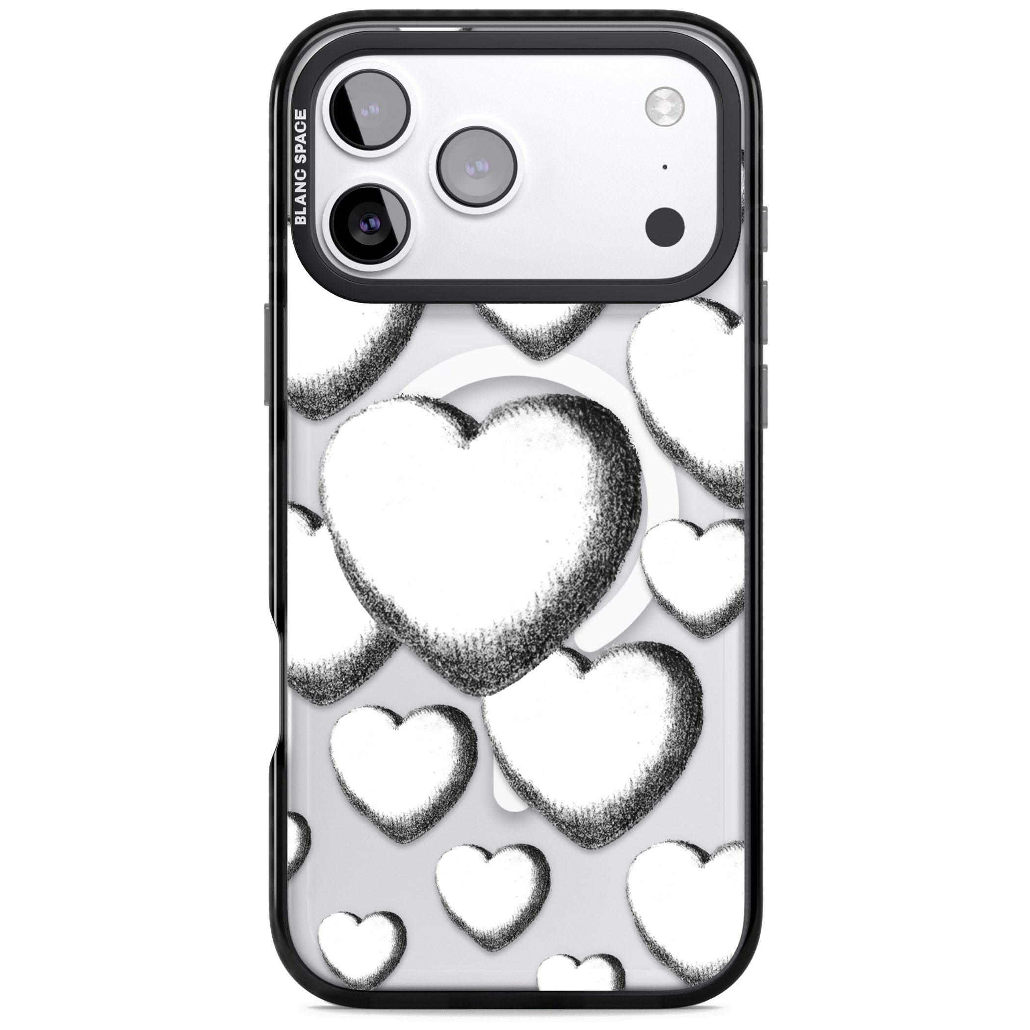 Hand Drawn Hearts iPhone 17 Pro Impact Pro Black Phone Case
