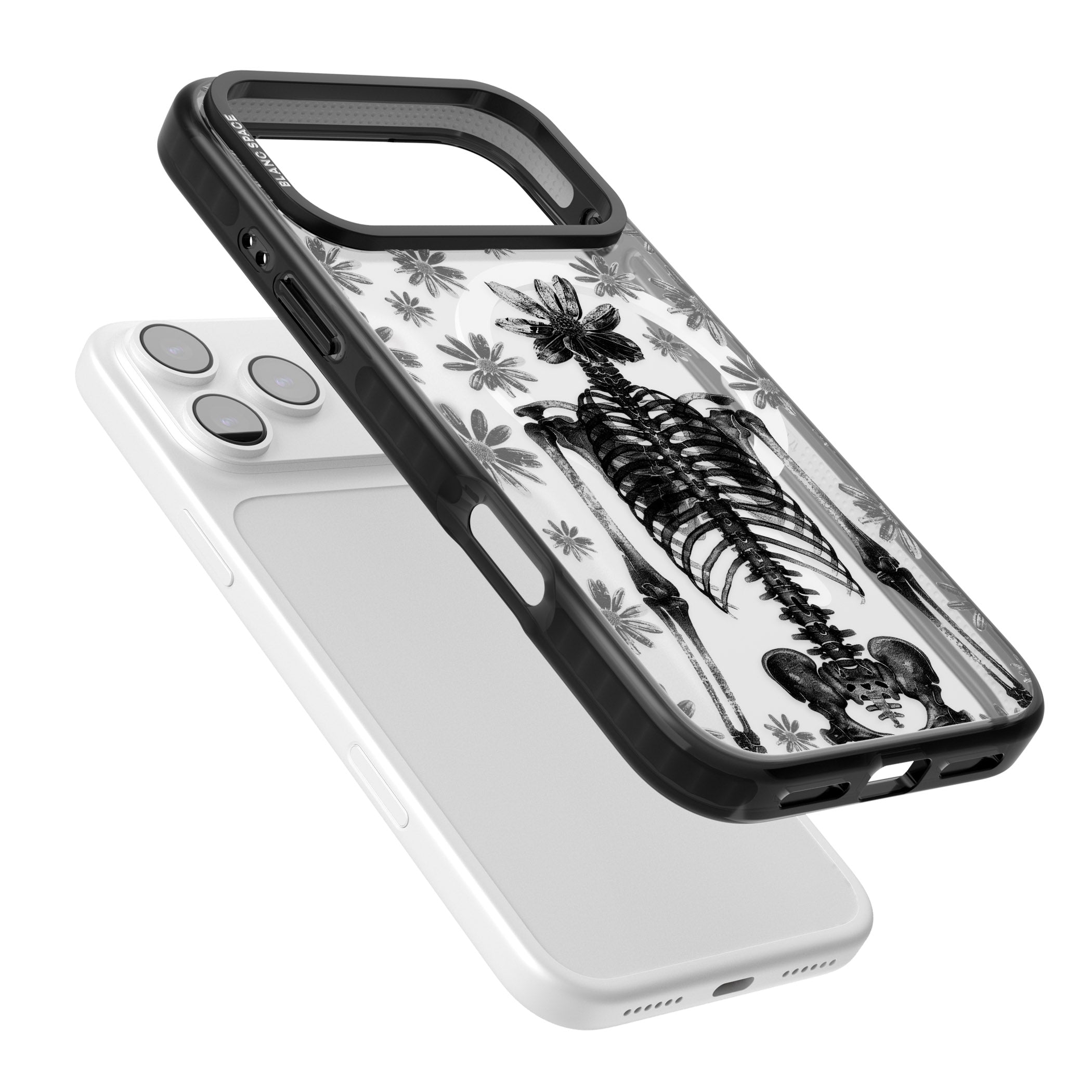 Skeleton Flower iPhone 17 Pro Impact Pro Black Phone Case Colours