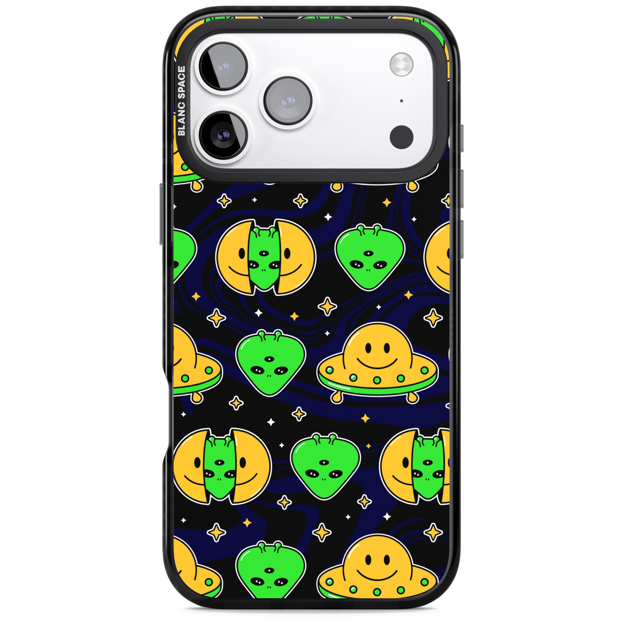 Alien Head Pattern iPhone 17 Pro Max Impact Pro Black Phone Case