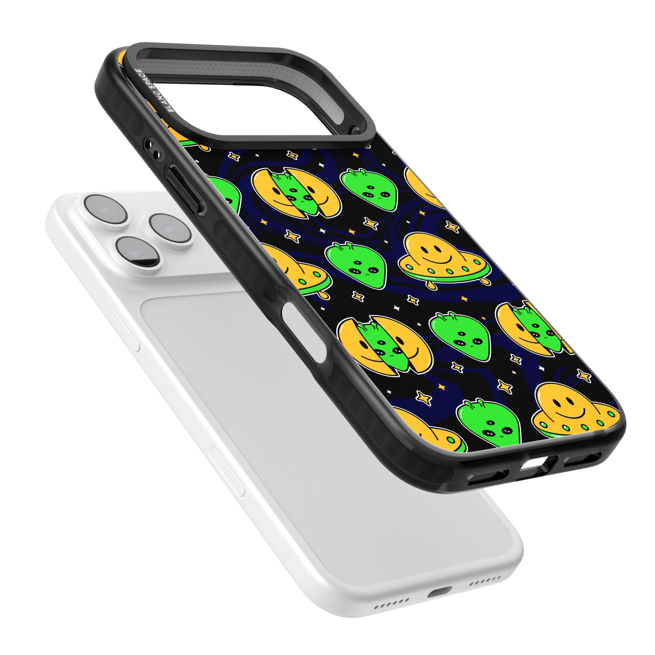 Alien Head Pattern iPhone 17 Pro Max Impact Pro Black Phone Case Colours