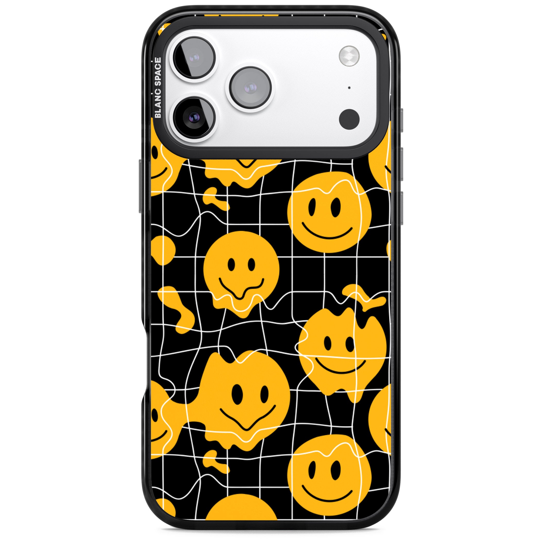 Acid Face Grid Pattern iPhone 17 Pro Max Impact Pro Black Phone Case