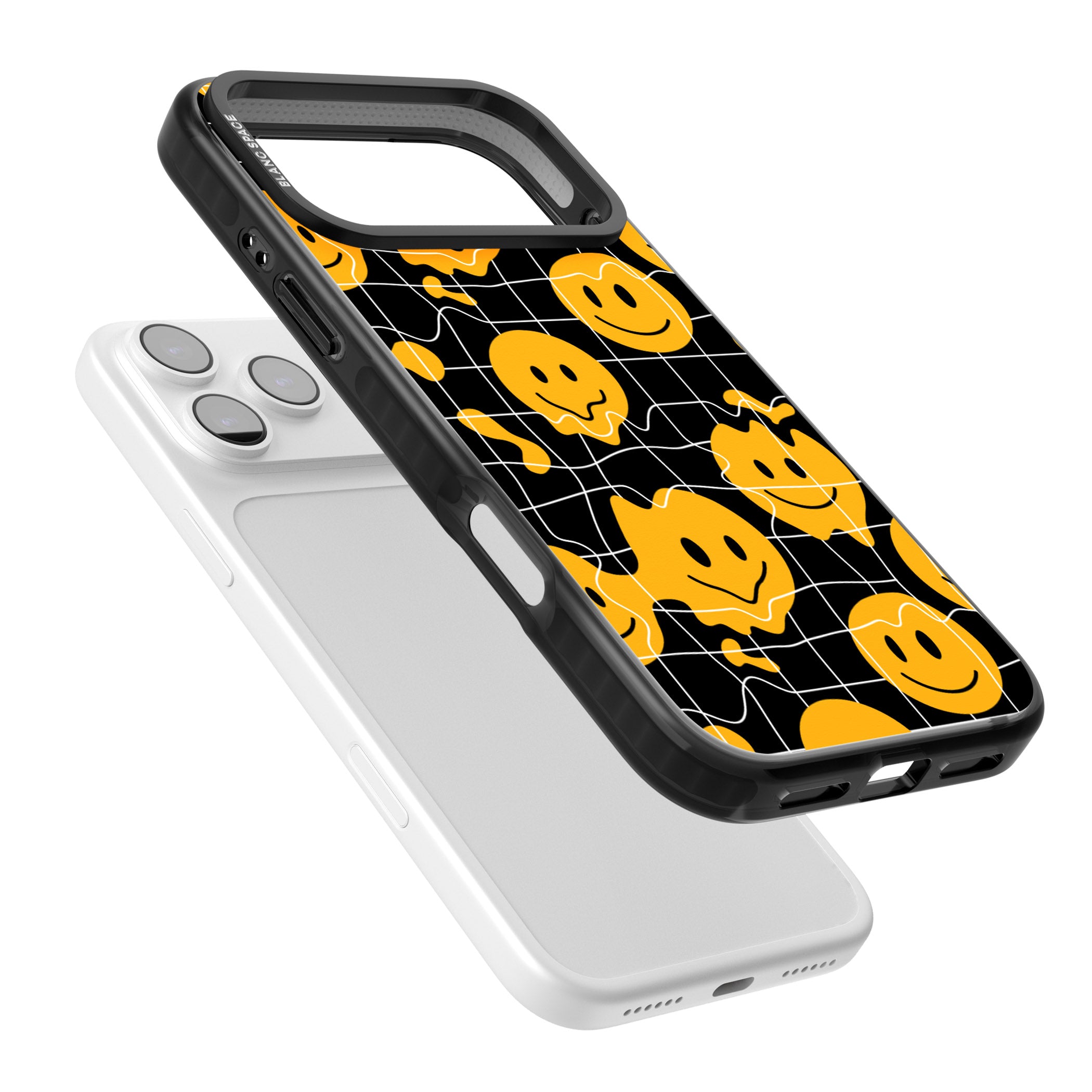 Acid Face Grid Pattern iPhone 17 Pro Max Impact Pro Black Phone Case Colours