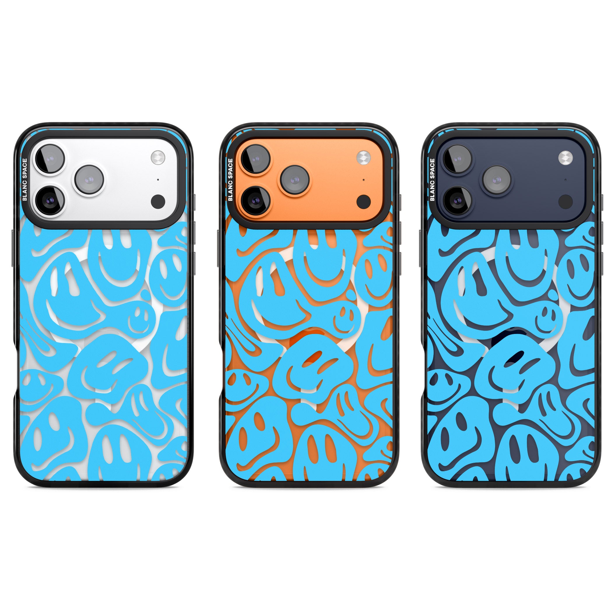Blue Acid Faces iPhone 17 Pro Impact Pro Black Phone Case APT Impact Protection
