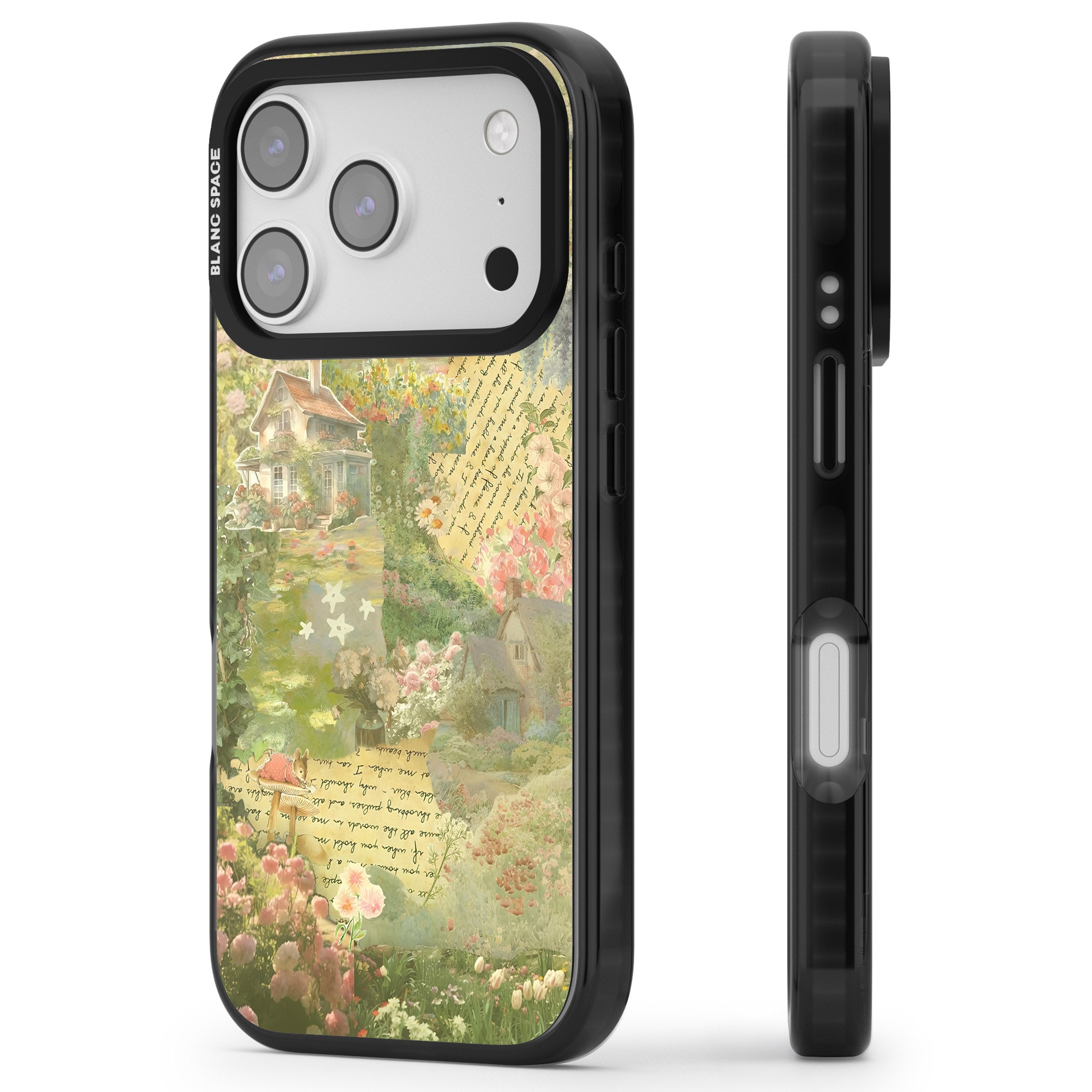 Soft Spring Collage iPhone 17 Pro Impact Pro Black Phone Case Side Profile