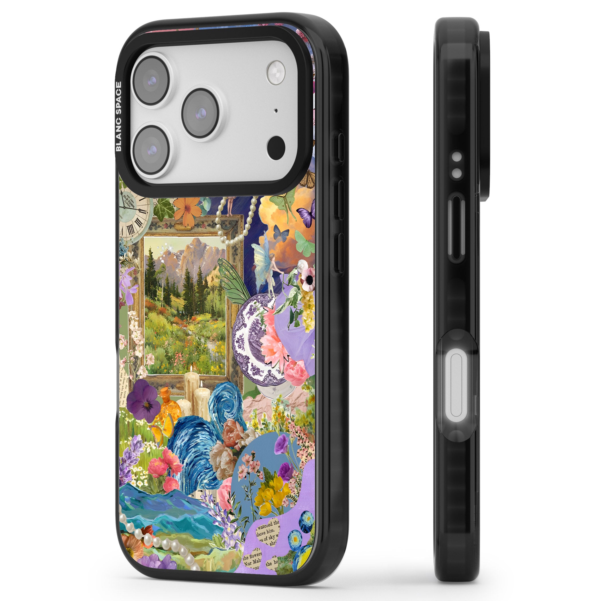 Vibrant Whimsy Collage iPhone 17 Pro Impact Pro Black Phone Case Side Profile