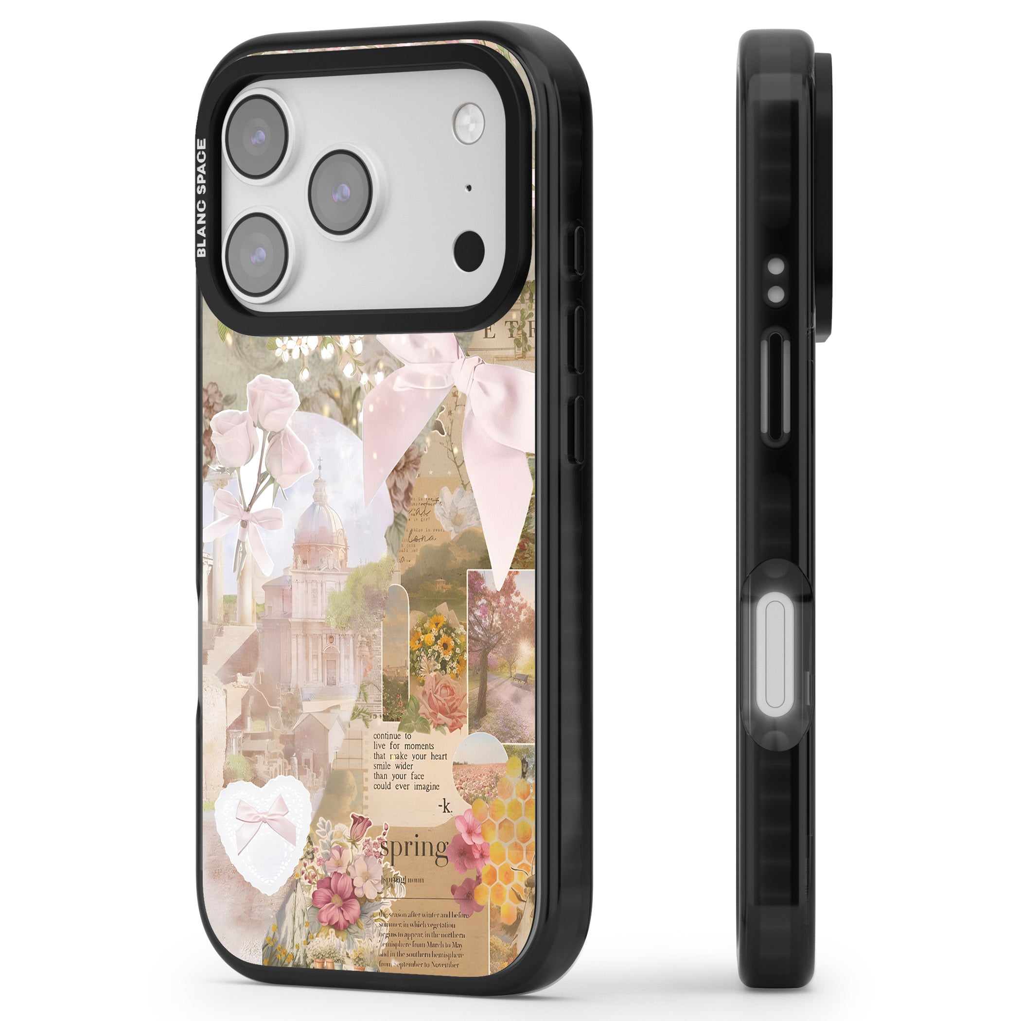 Coquette Collage iPhone 17 Pro Impact Pro Black Phone Case Side Profile