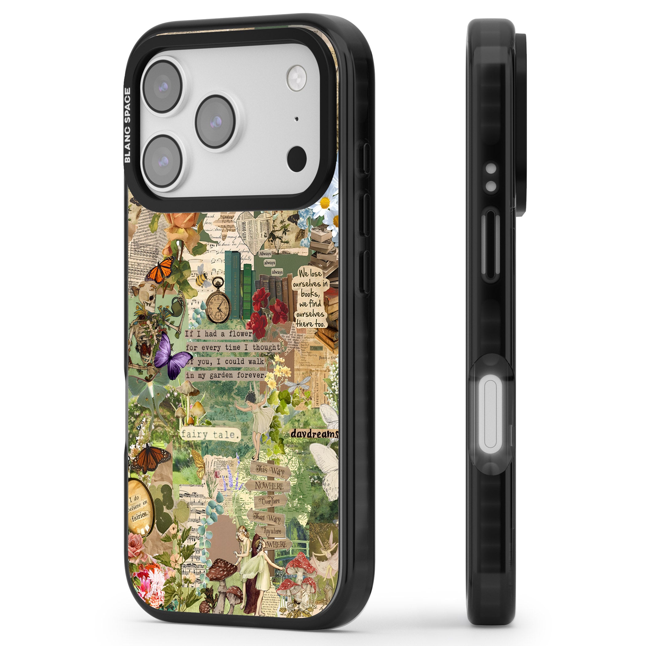 Enchanted Collage iPhone 17 Pro Impact Pro Black Phone Case Side Profile