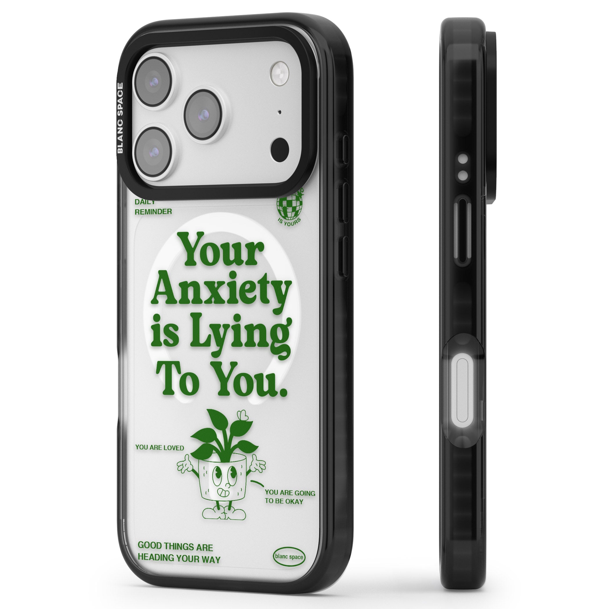 Your Anxiety Is Lying To You iPhone 17 Pro Max Impact Pro Black Phone Case Side Profile