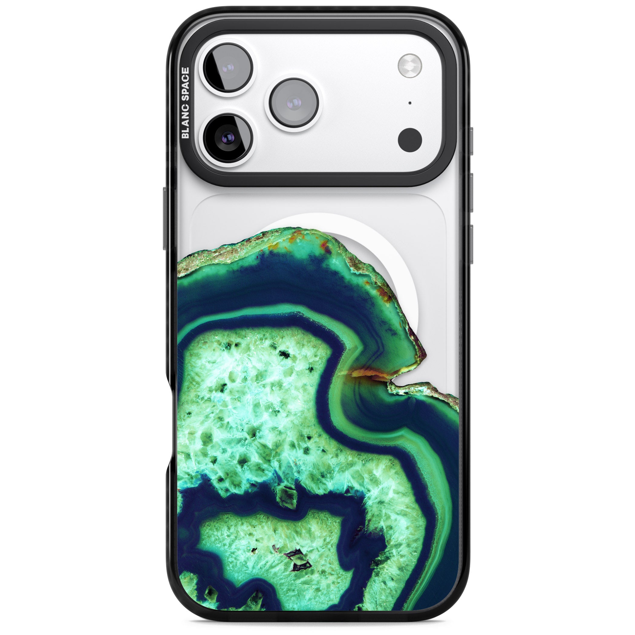 Emerald Agate Slice iPhone 17 Pro Max Impact Pro Black Phone Case
