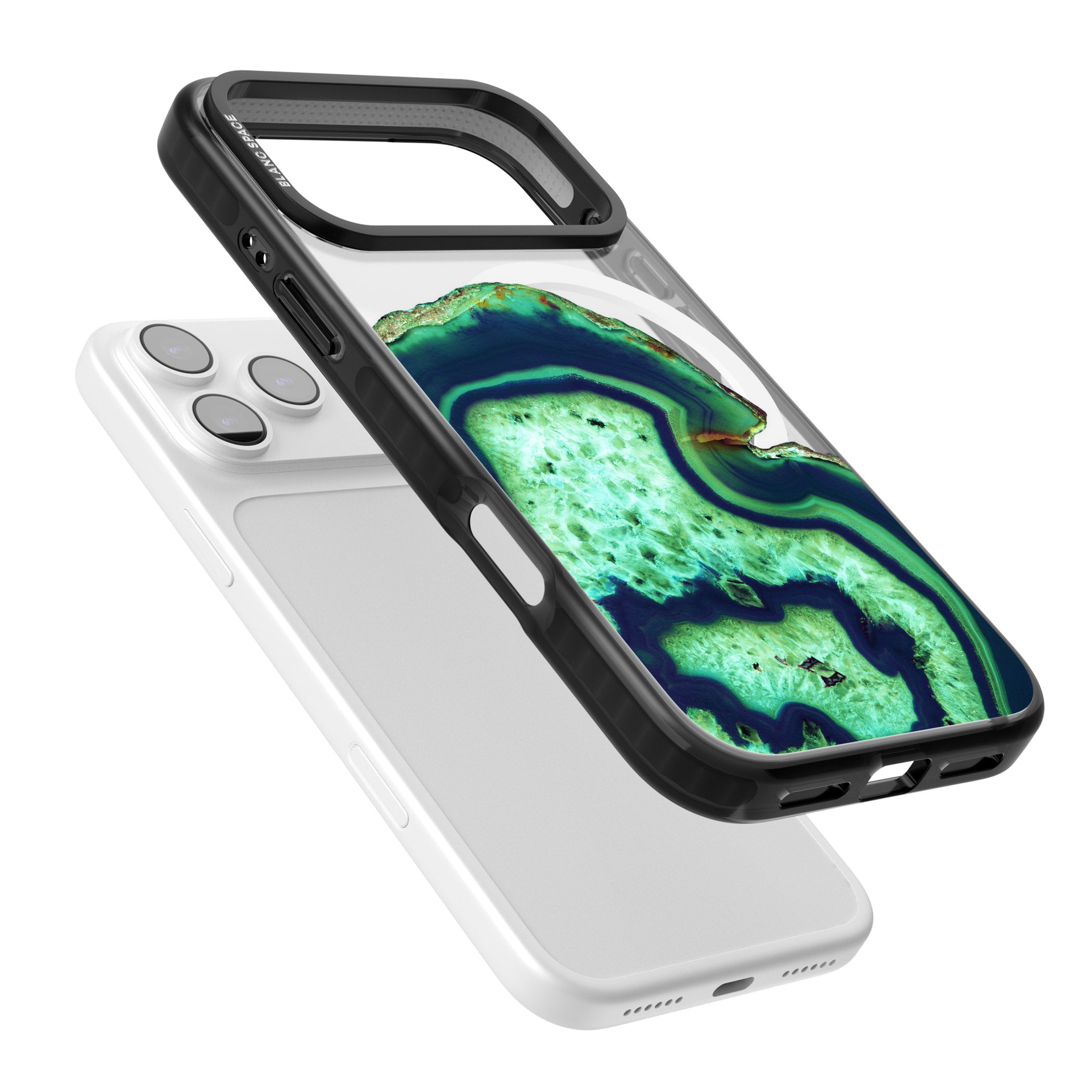 Emerald Agate Slice iPhone 17 Pro Impact Pro Black Phone Case Colours
