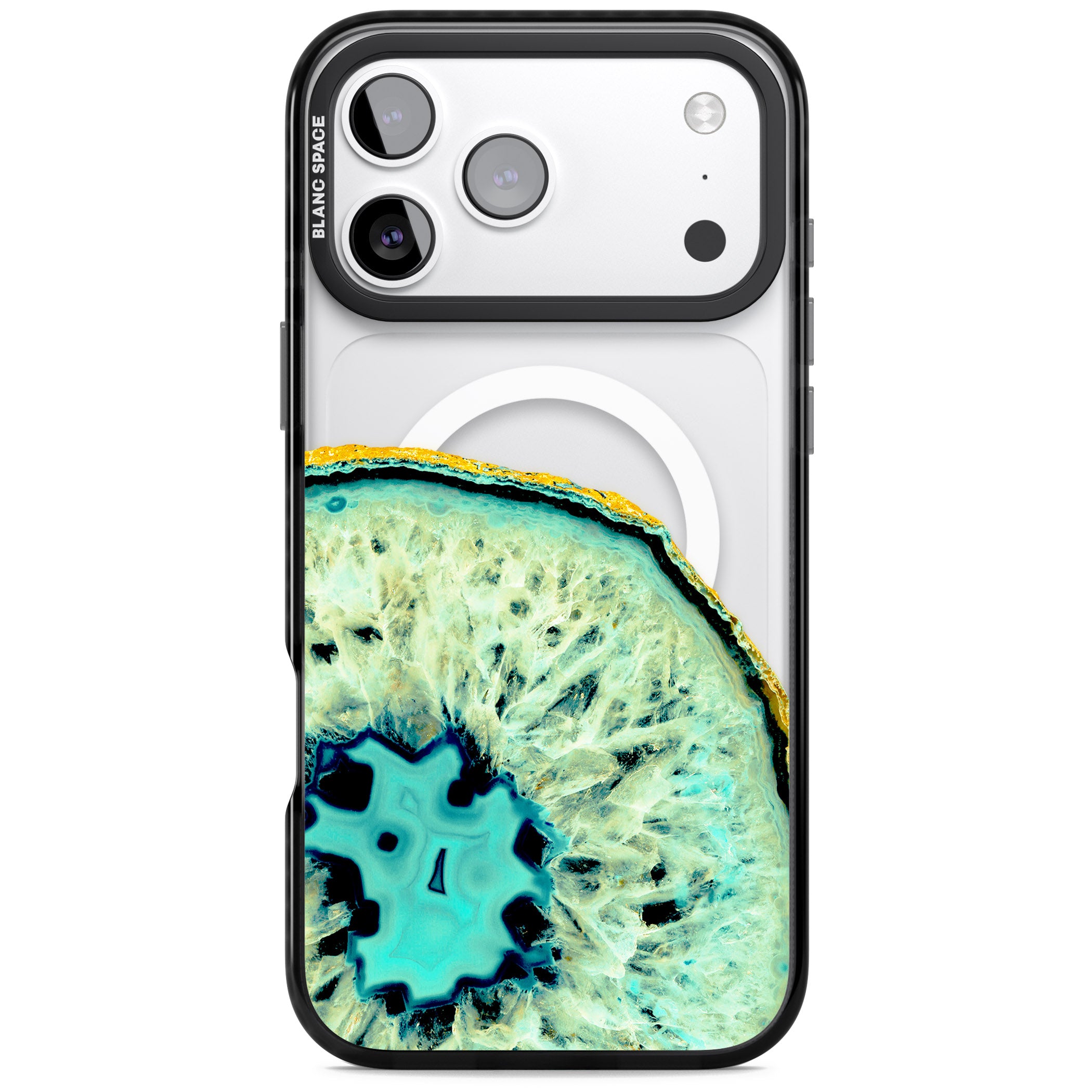 Turquoise Geode Crystal iPhone 17 Pro Max Impact Pro Black Phone Case