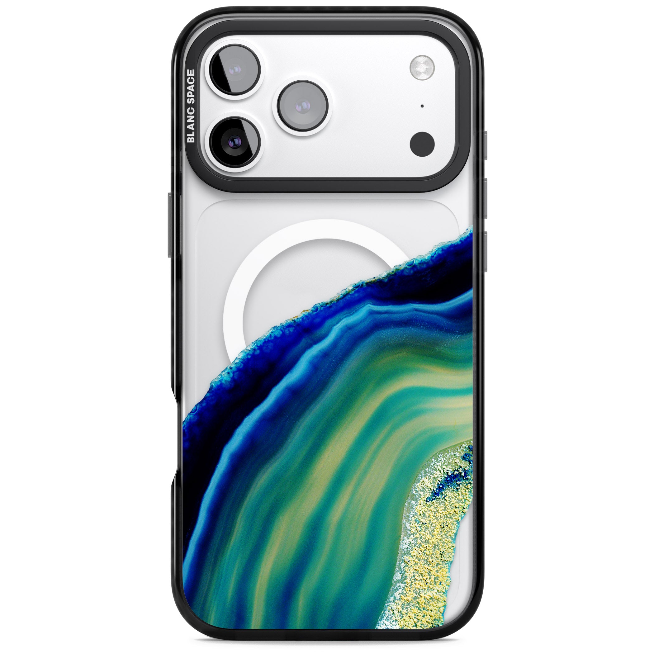 Green & Blue Emerald Geode iPhone 17 Pro Max Impact Pro Black Phone Case