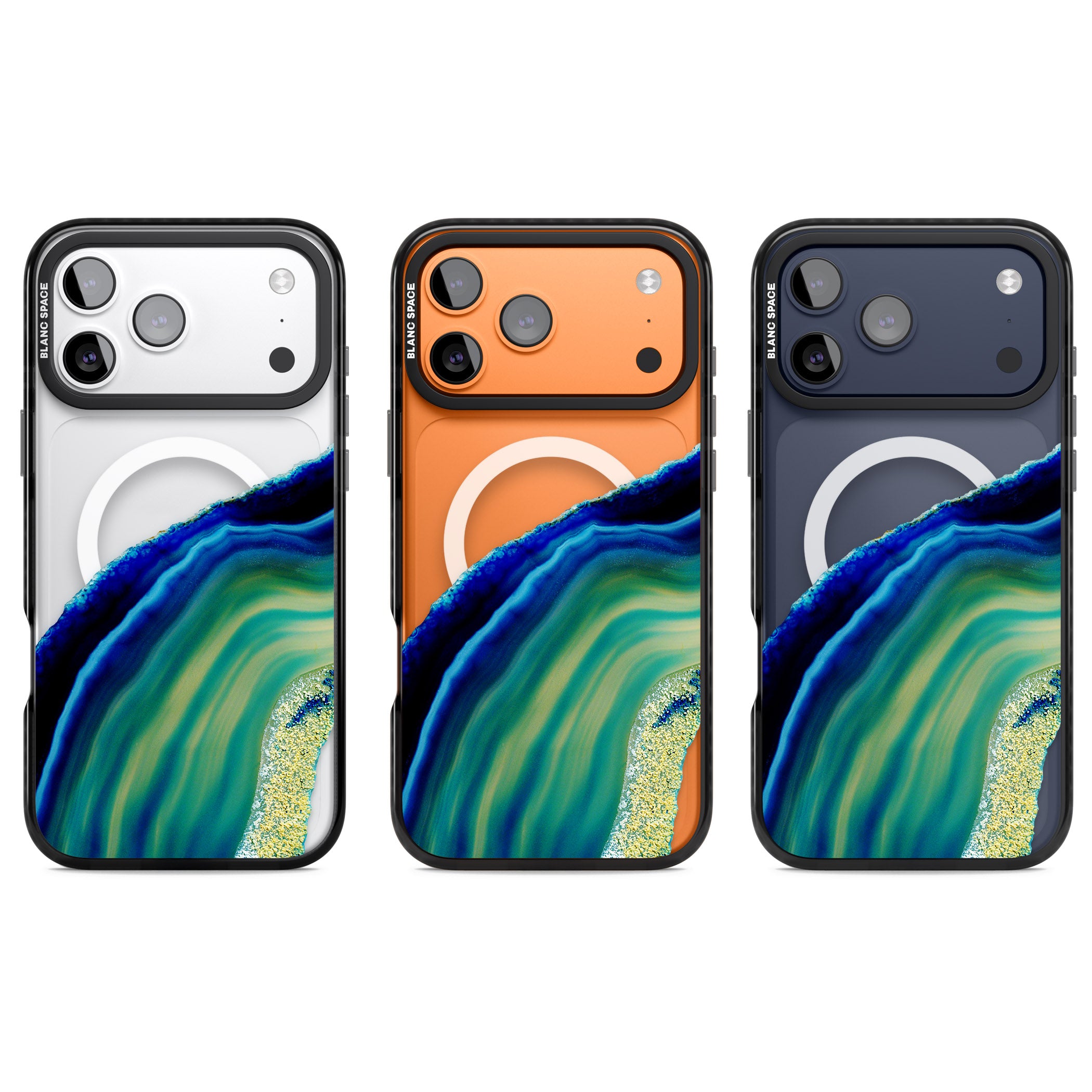 Green & Blue Emerald Geode iPhone 17 Pro Impact Pro Black Phone Case APT Impact Protection