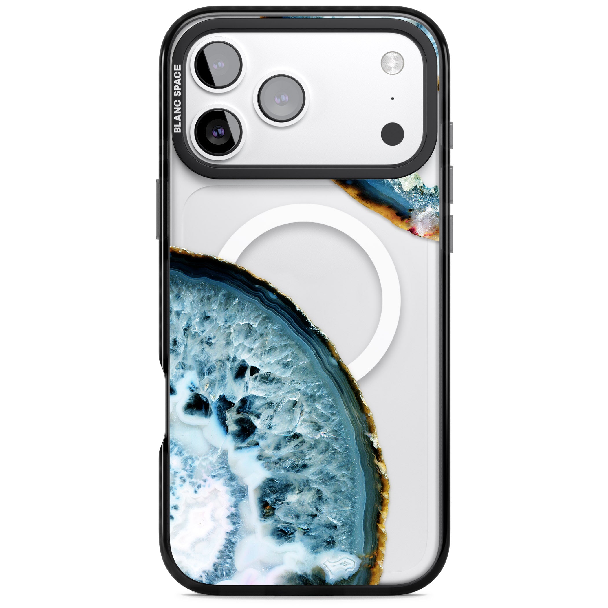 Blue Agate Slice iPhone 17 Pro Impact Pro Black Phone Case