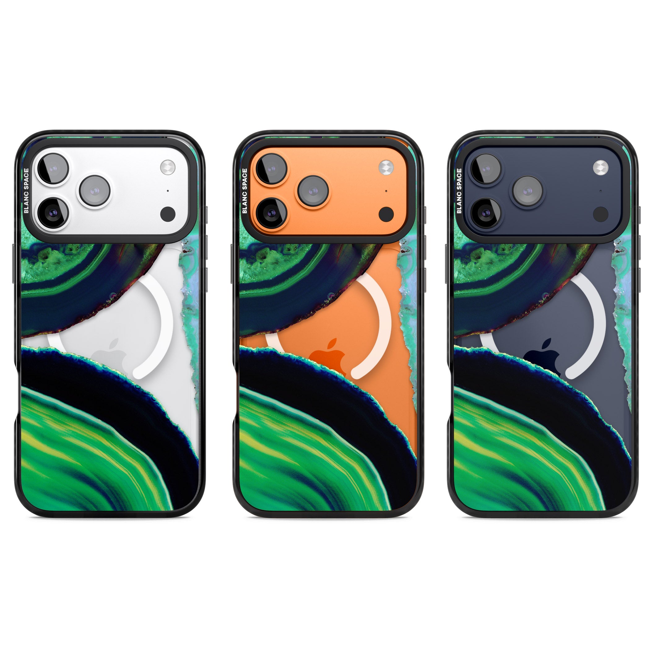 Green Geode Glow iPhone 17 Pro Impact Pro Black Phone Case APT Impact Protection