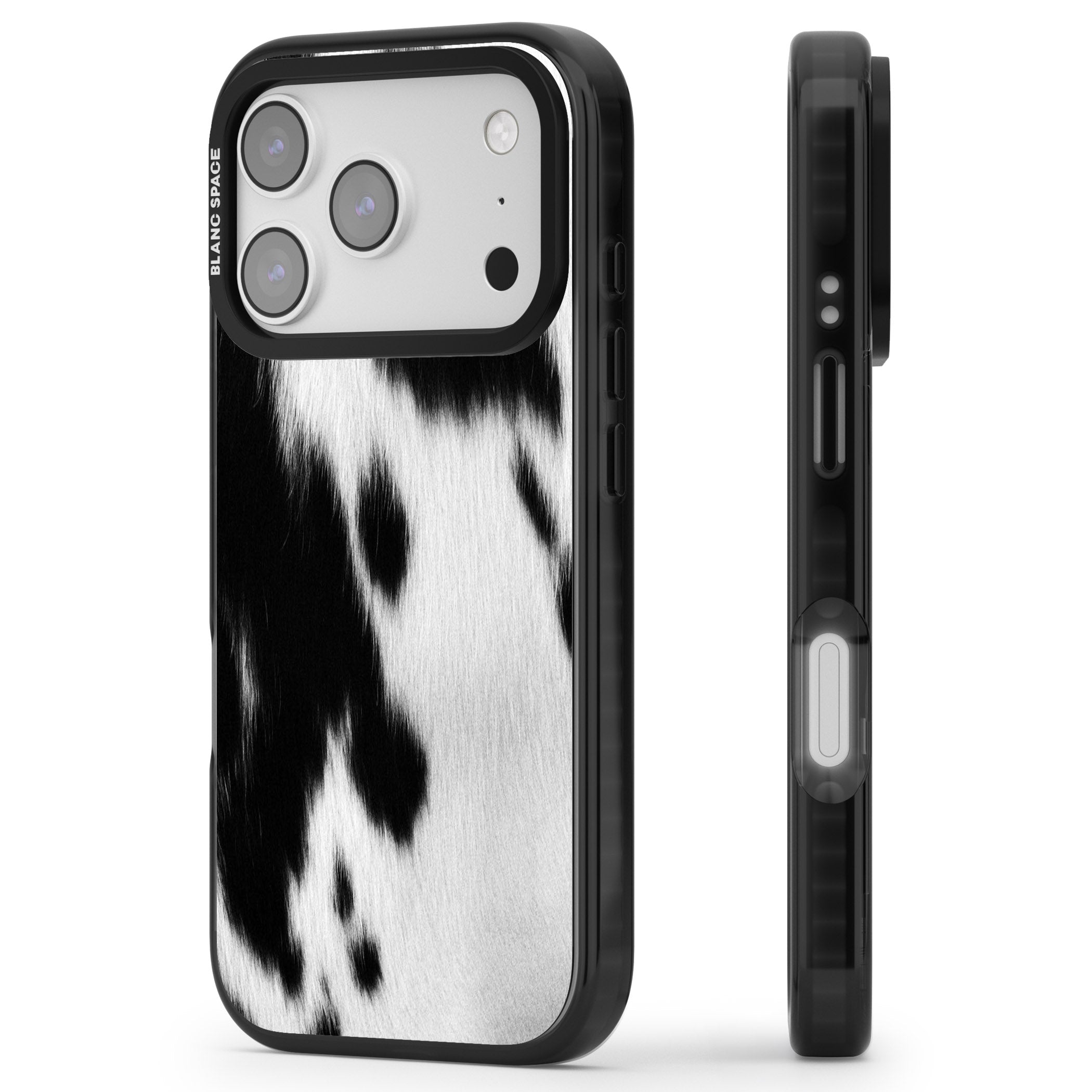 Designer Fashion Cowhide iPhone 17 Pro Impact Pro Black Phone Case Side Profile