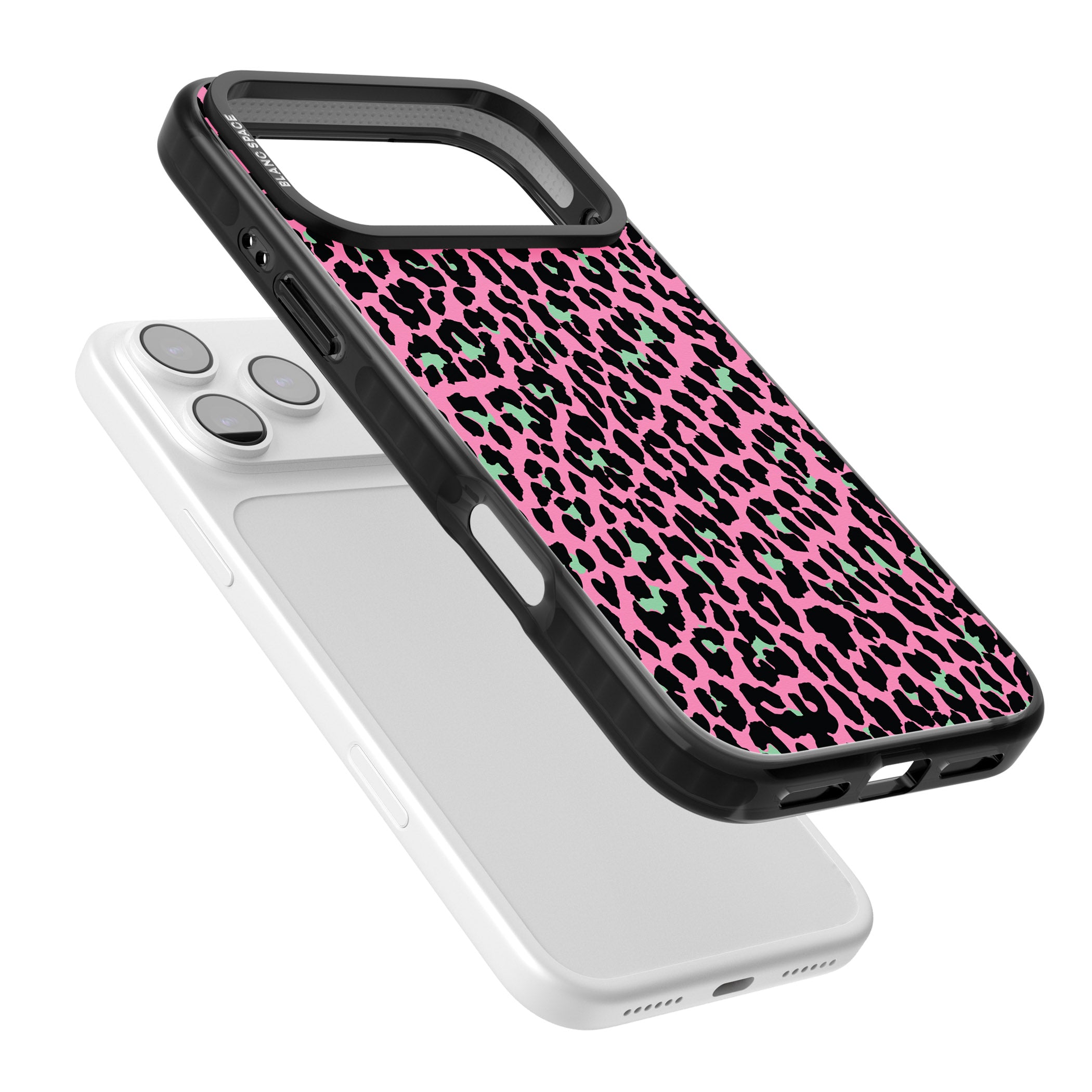 Pink & Green Leopard iPhone 17 Pro Max Impact Pro Black Phone Case Colours