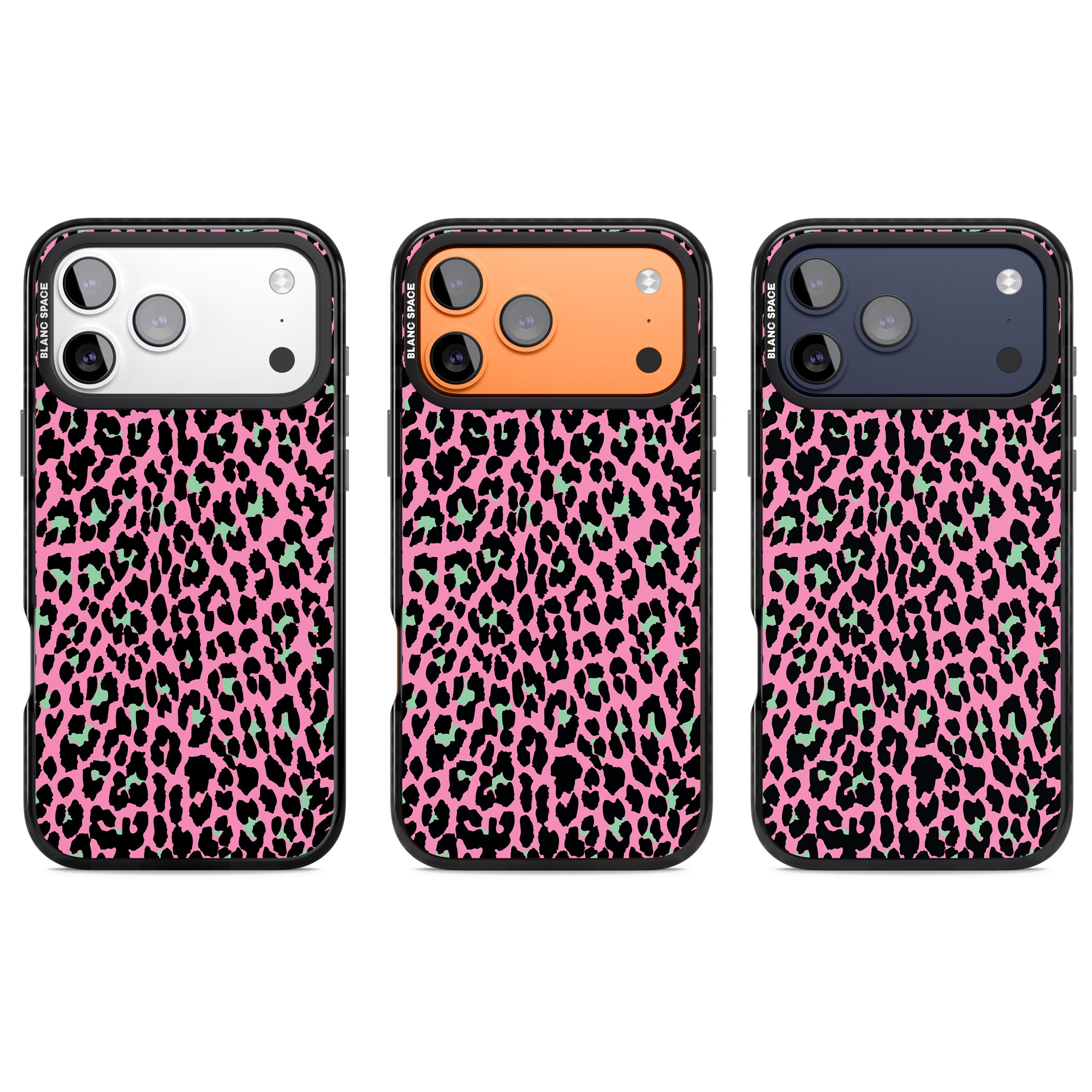 Pink & Green Leopard iPhone 17 Pro Impact Pro Black Phone Case APT Impact Protection