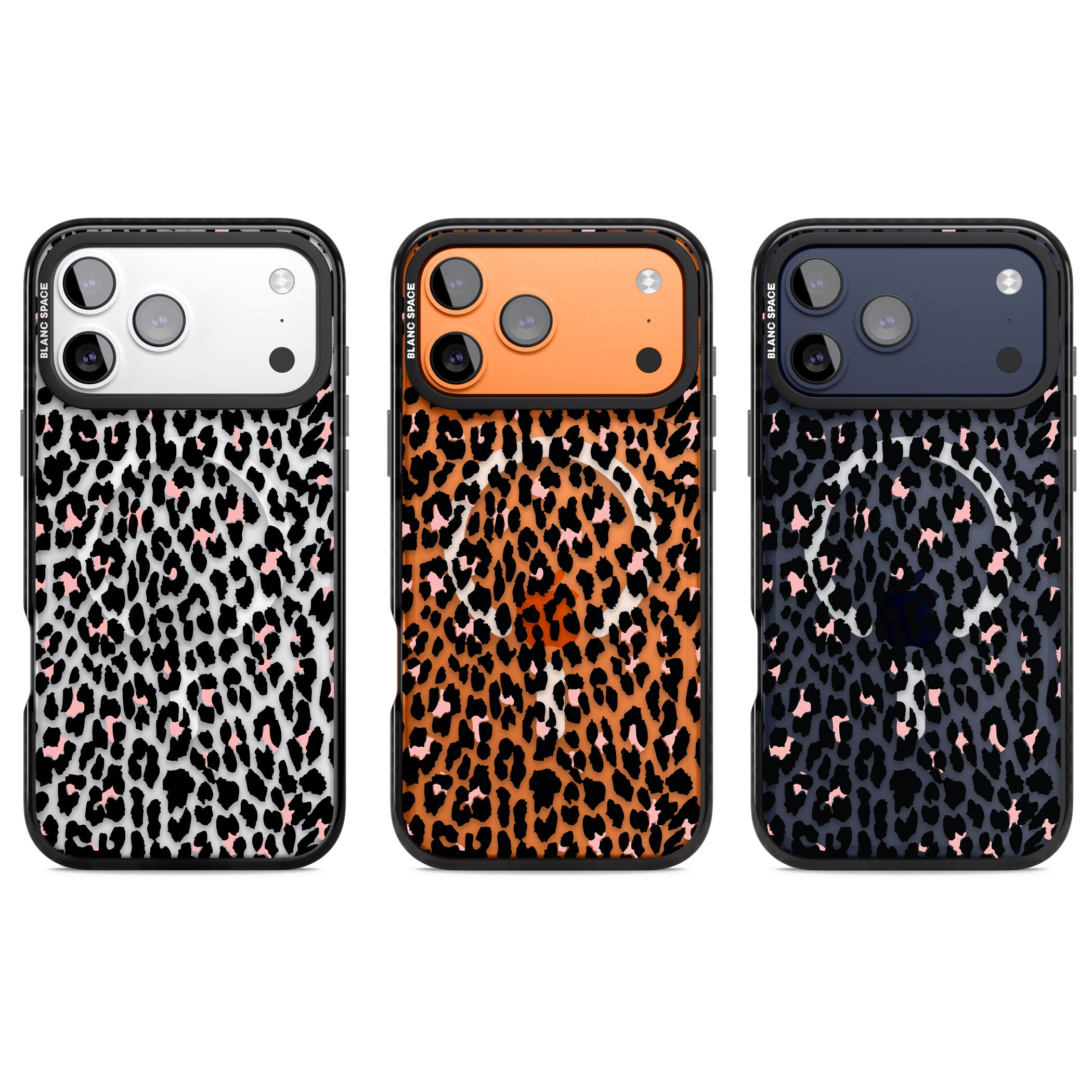 Pink Leopard Print iPhone 17 Pro Impact Pro Black Phone Case APT Impact Protection