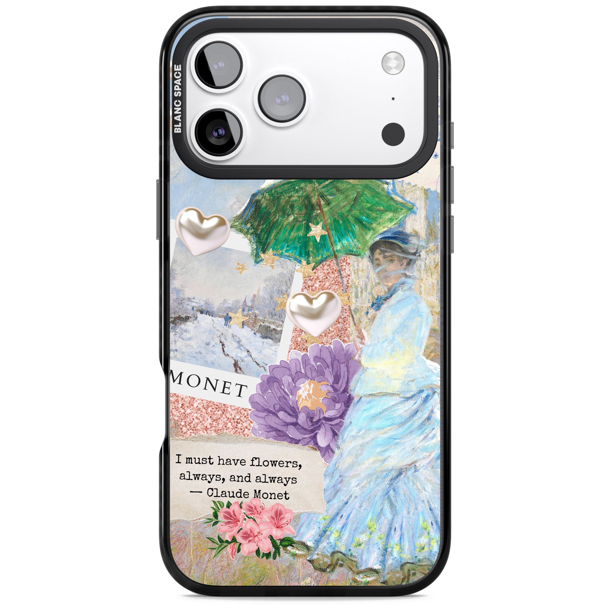 Monet 'Must Have Flowers' Collage iPhone 17 Pro Impact Pro Black Phone Case