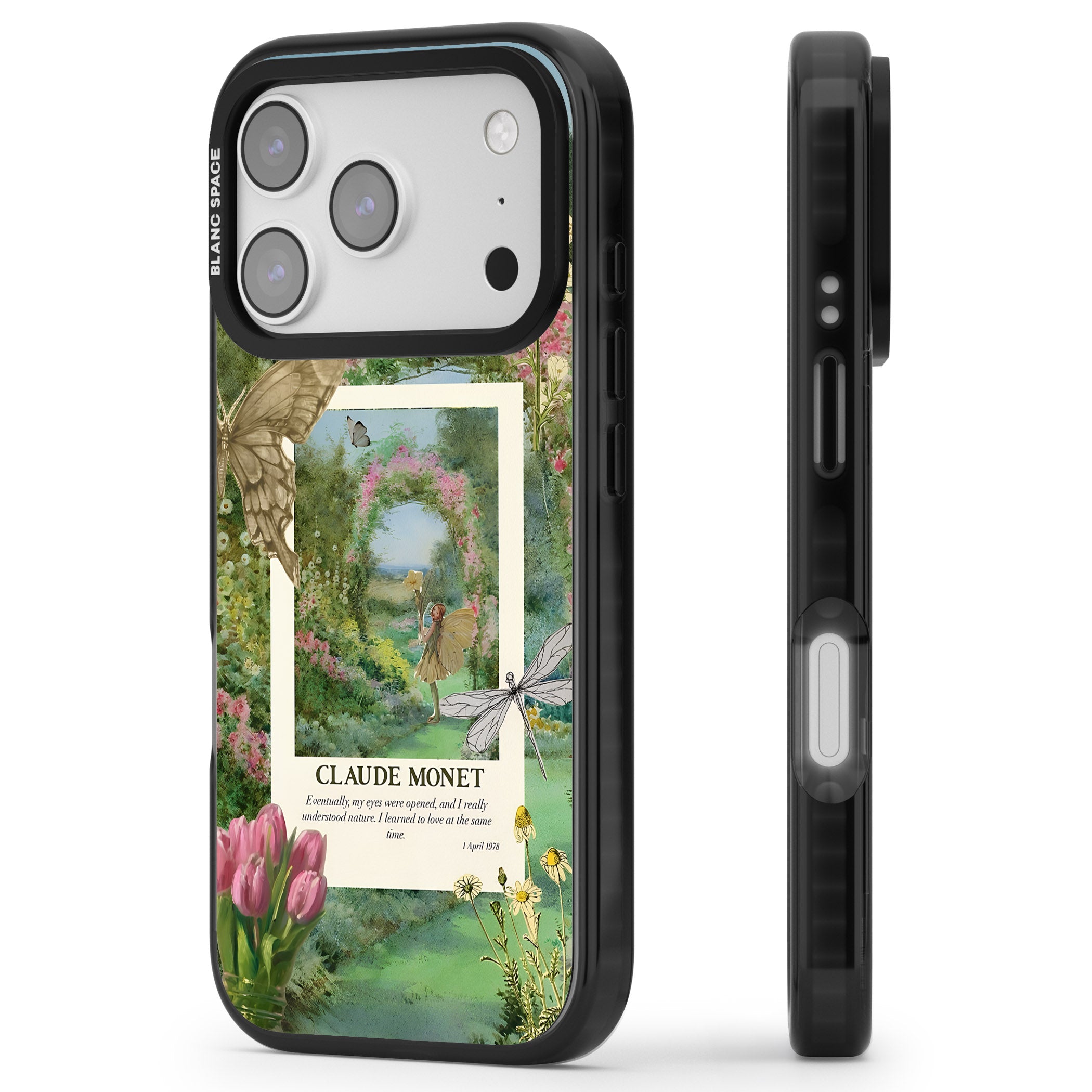 Monet Fairy Garden iPhone 17 Pro Impact Pro Black Phone Case Side Profile