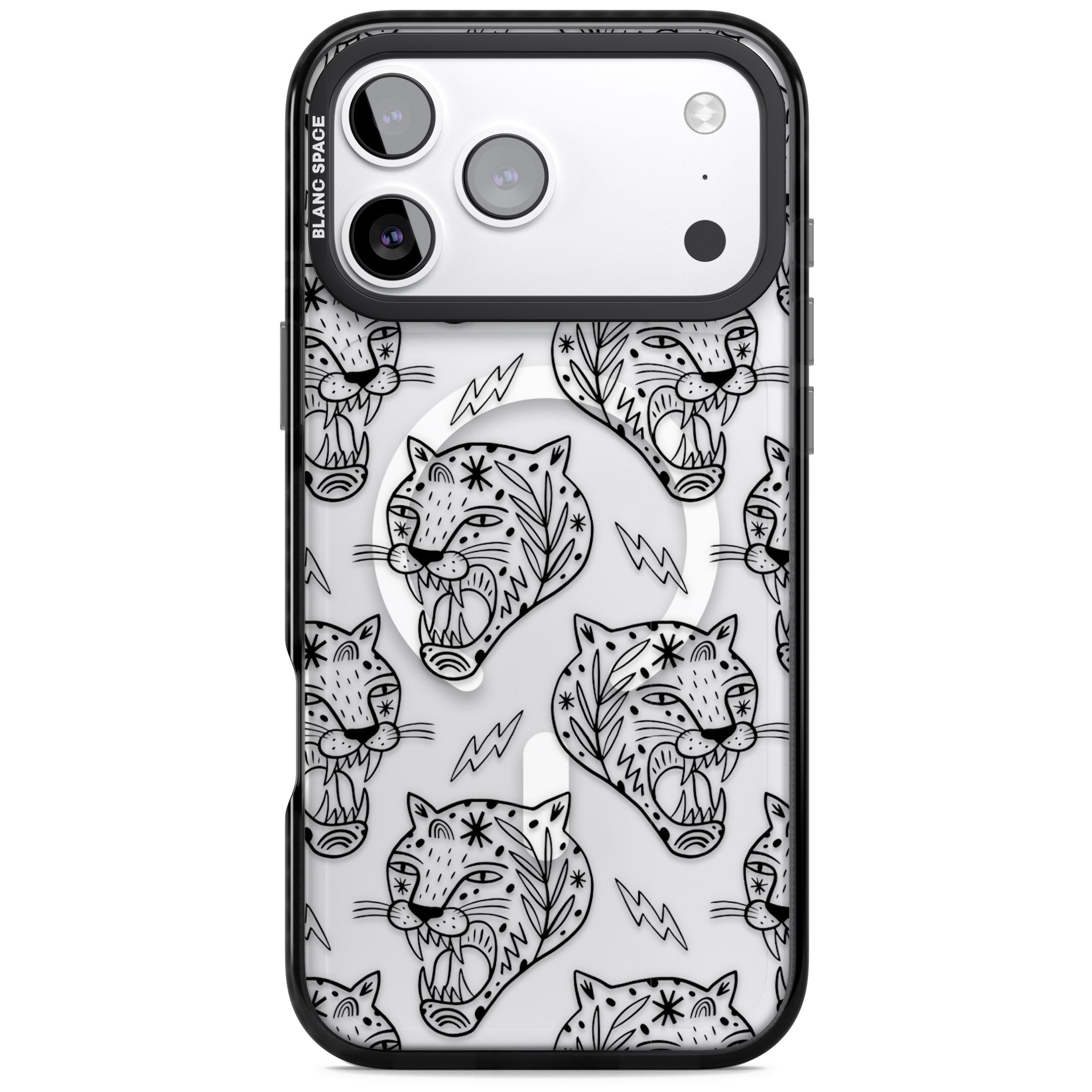 Black Tiger Roar Pattern iPhone 17 Pro Max Impact Pro Black Phone Case