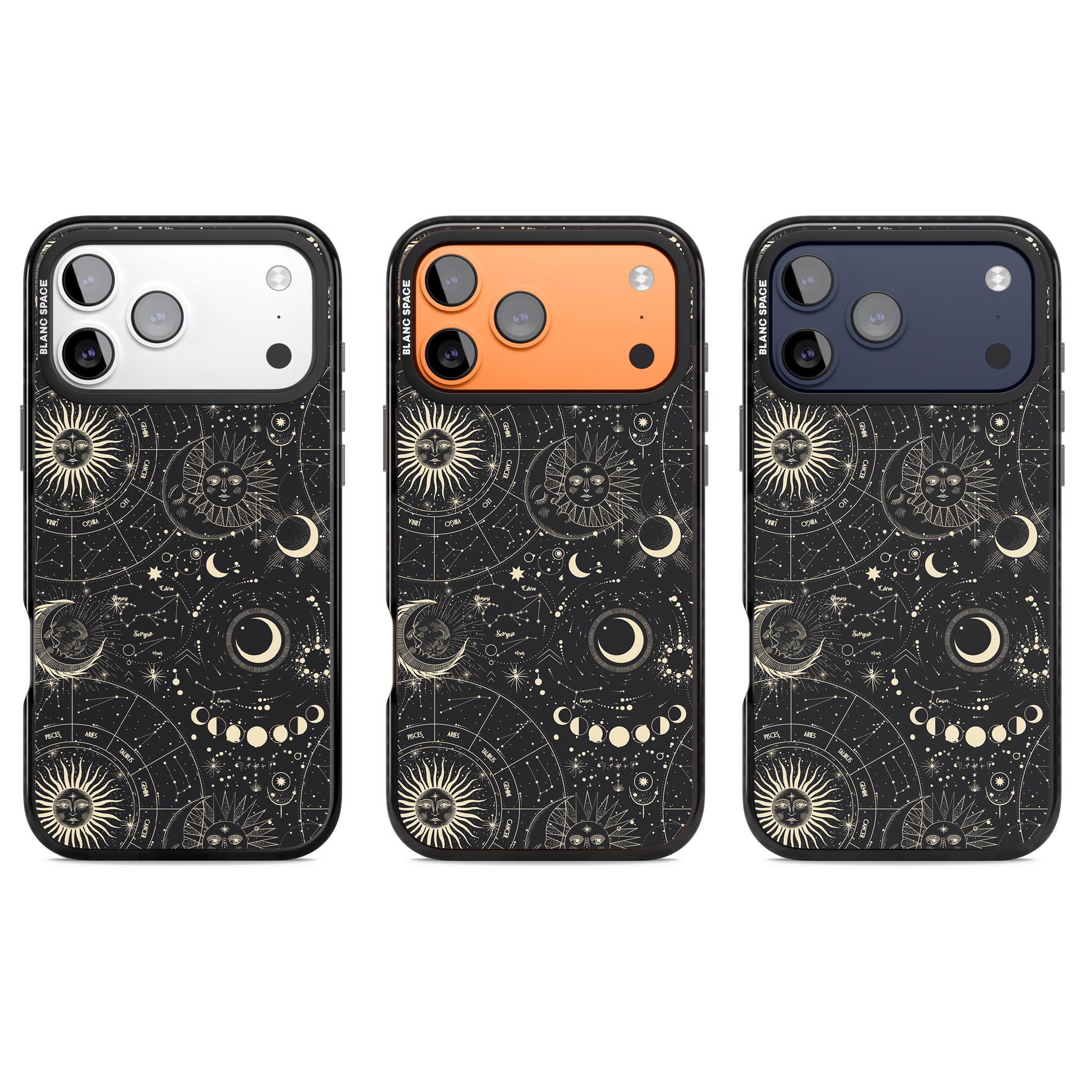 Celestial Suns, Moons & Zodiacs iPhone 17 Pro Impact Pro Black Phone Case APT Impact Protection