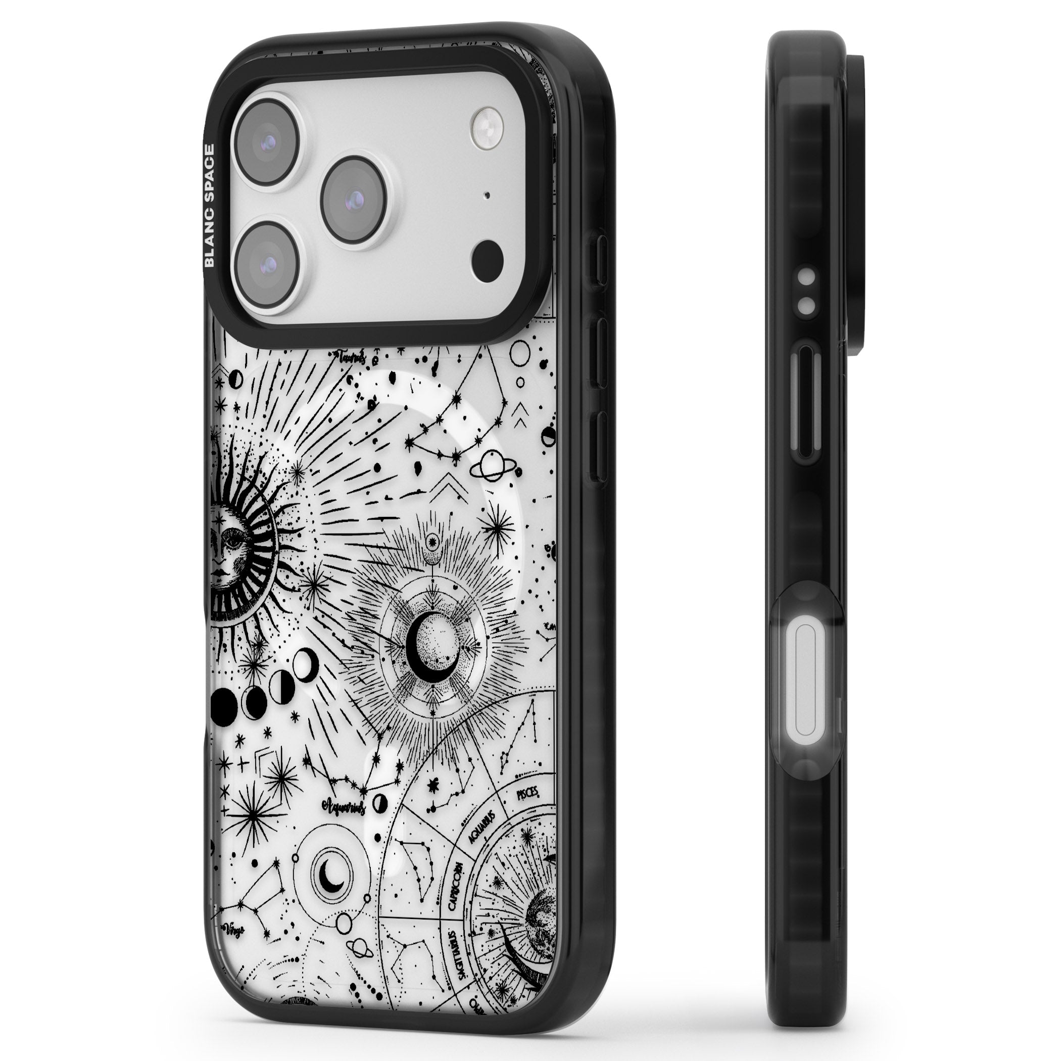 Celestial Chart iPhone 17 Pro Max Impact Pro Black Phone Case Side Profile