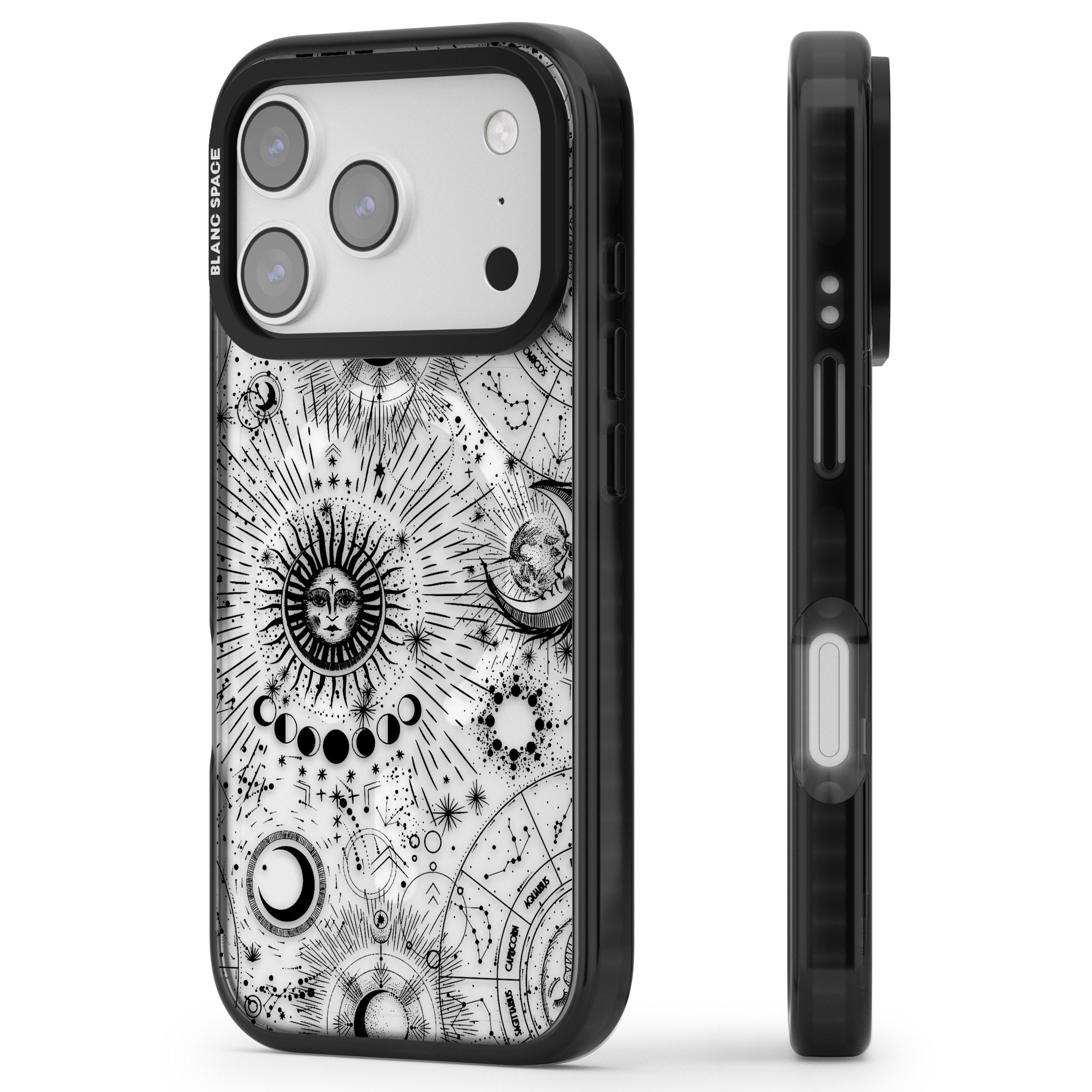 Suns & Zodiac Solar Chart iPhone 17 Pro Max Impact Pro Black Phone Case Side Profile