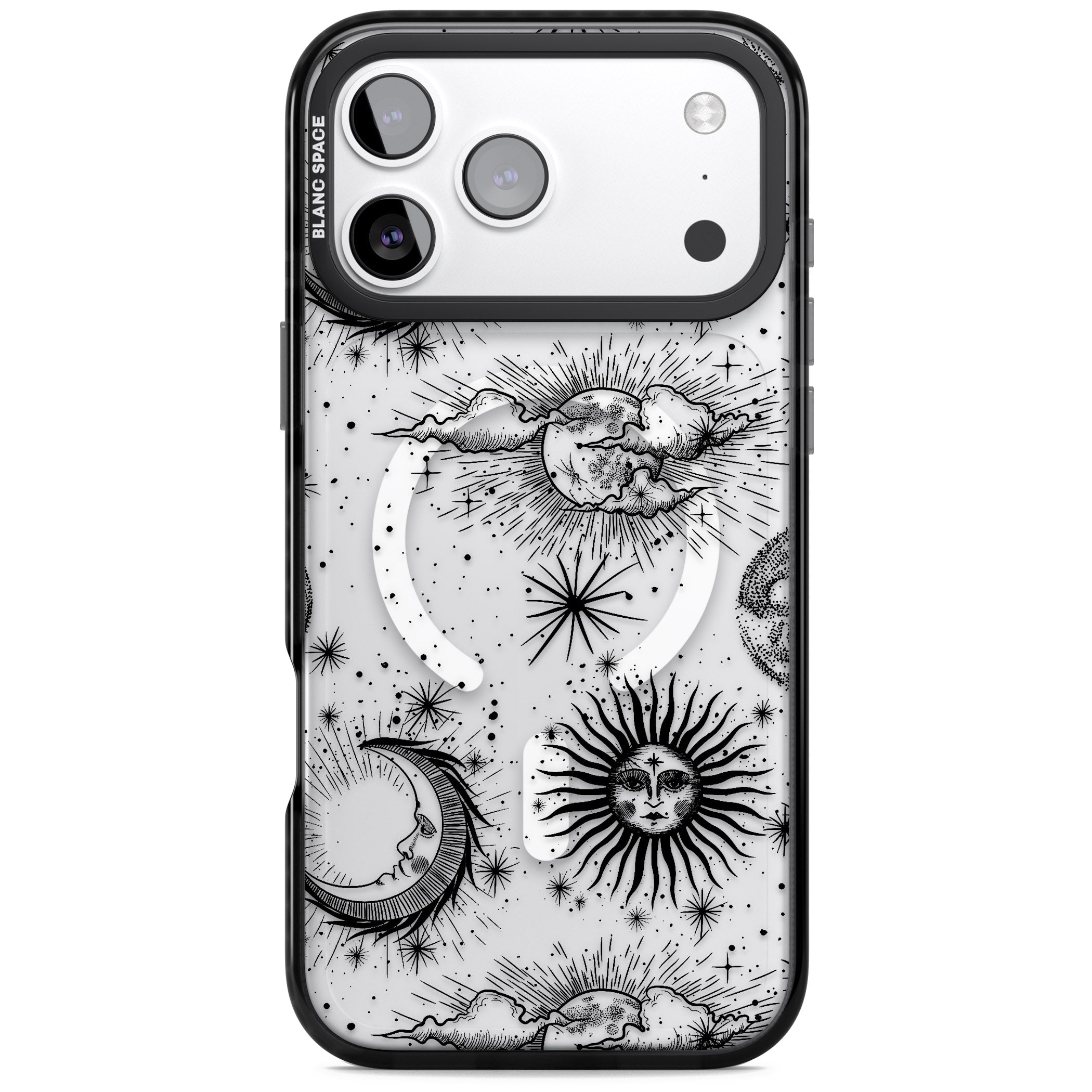 Suns, Moons & Clouds iPhone 17 Pro Max Impact Pro Black Phone Case