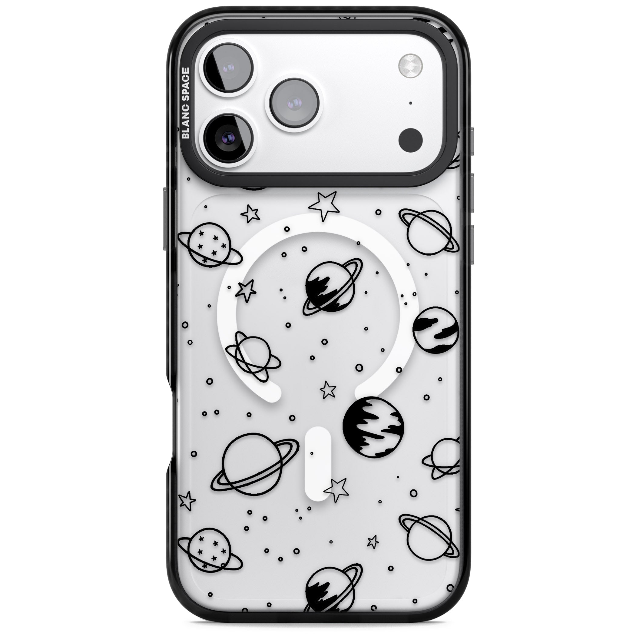 Cosmic Sketch Black Clear iPhone 17 Pro Max Impact Pro Black Phone Case