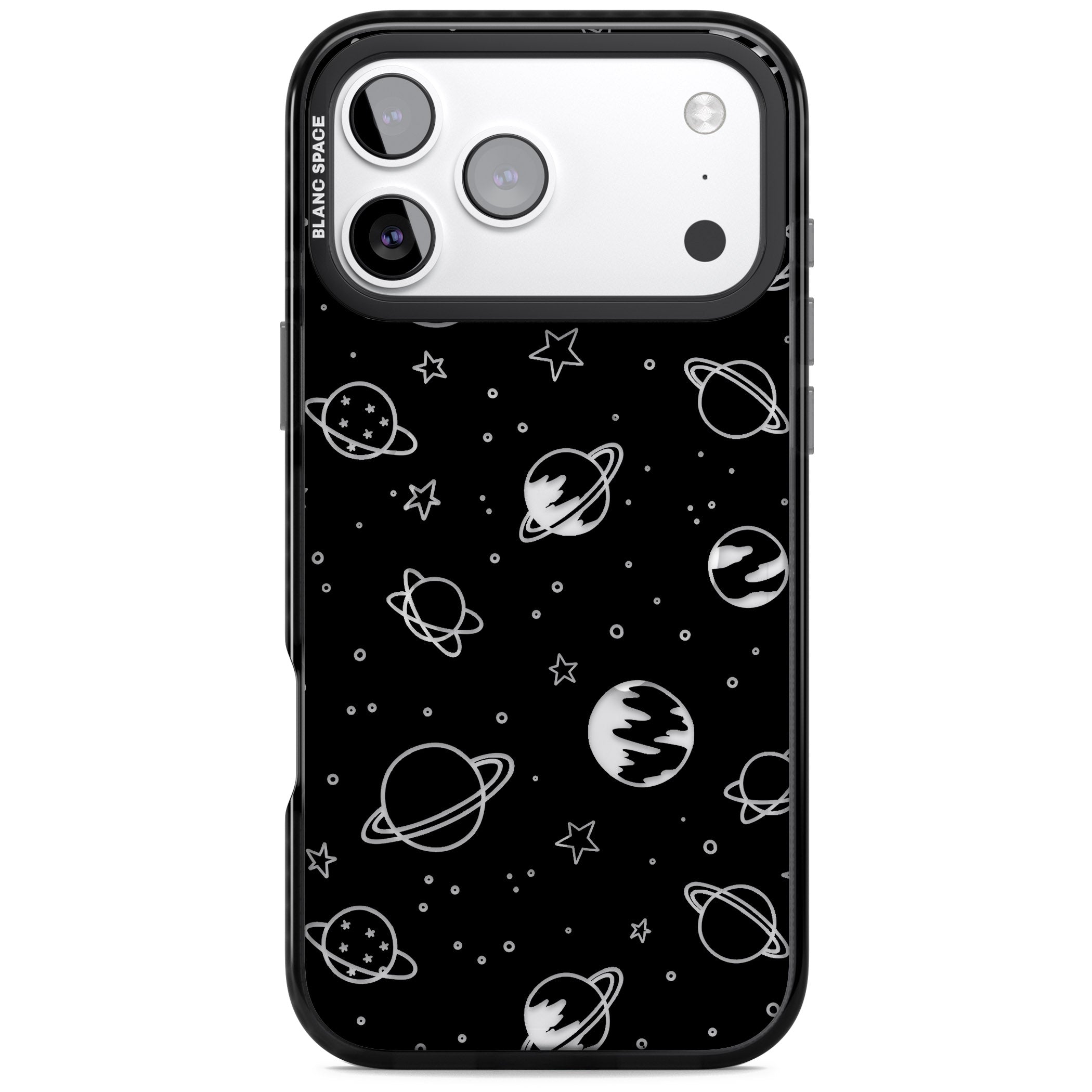 Cosmic Sketch Clear Black iPhone 17 Pro Impact Pro Black Phone Case