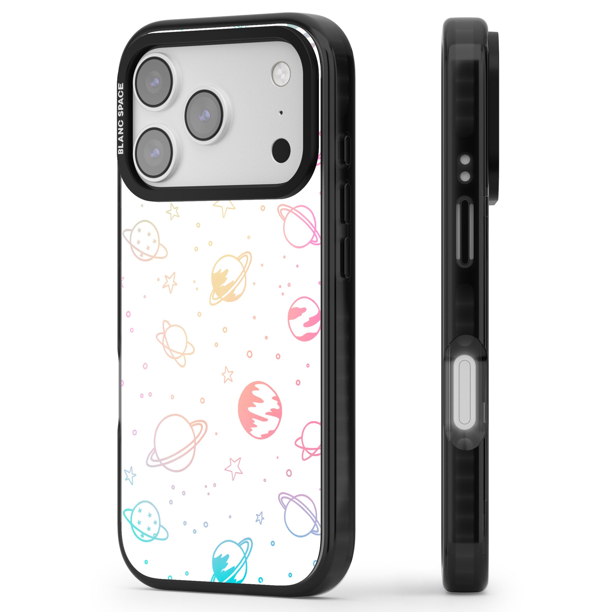 Pastel Cosmic Galaxy iPhone 17 Pro Impact Pro Black Phone Case Side Profile