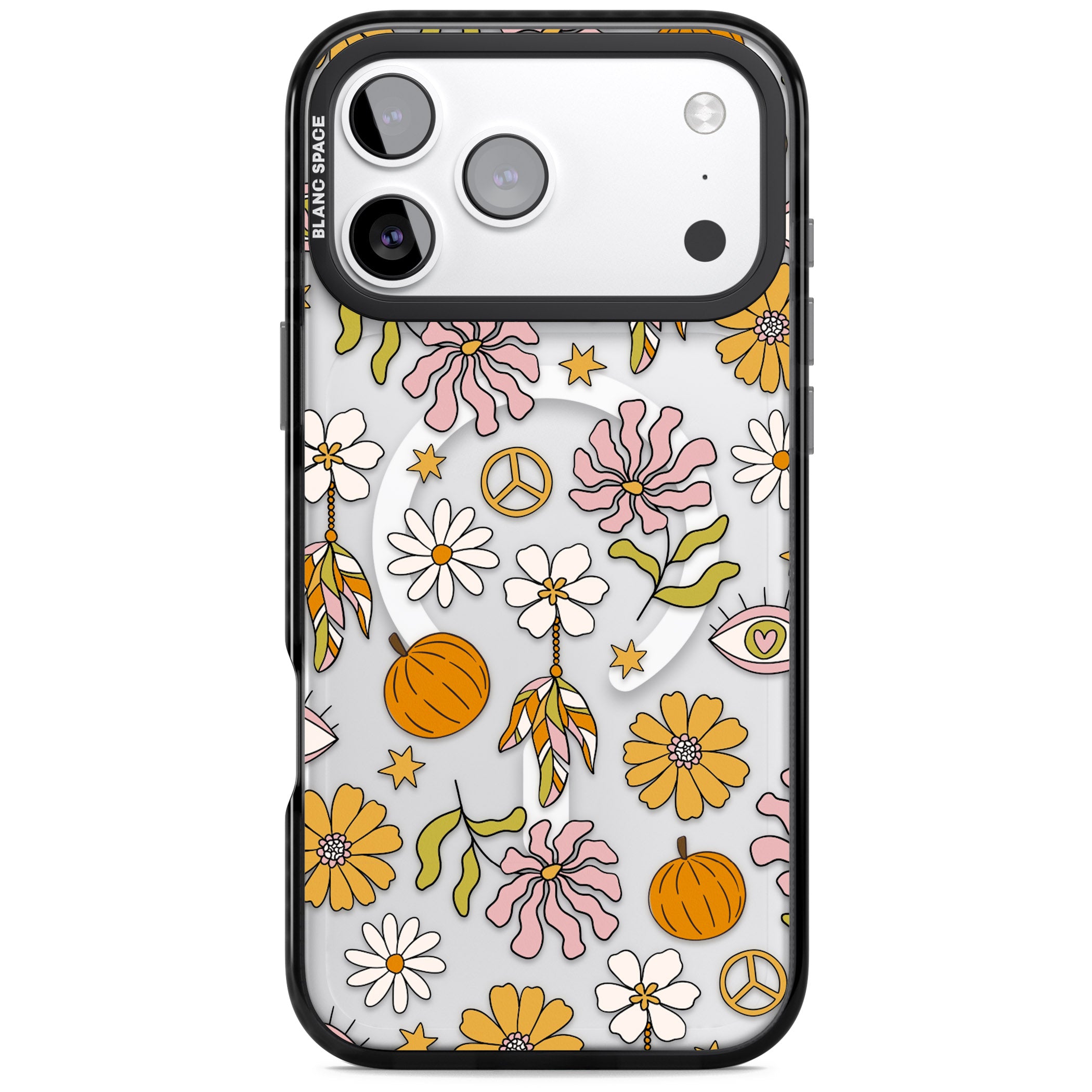 Retro Boho Fall Floral iPhone 17 Pro Impact Pro Black Phone Case
