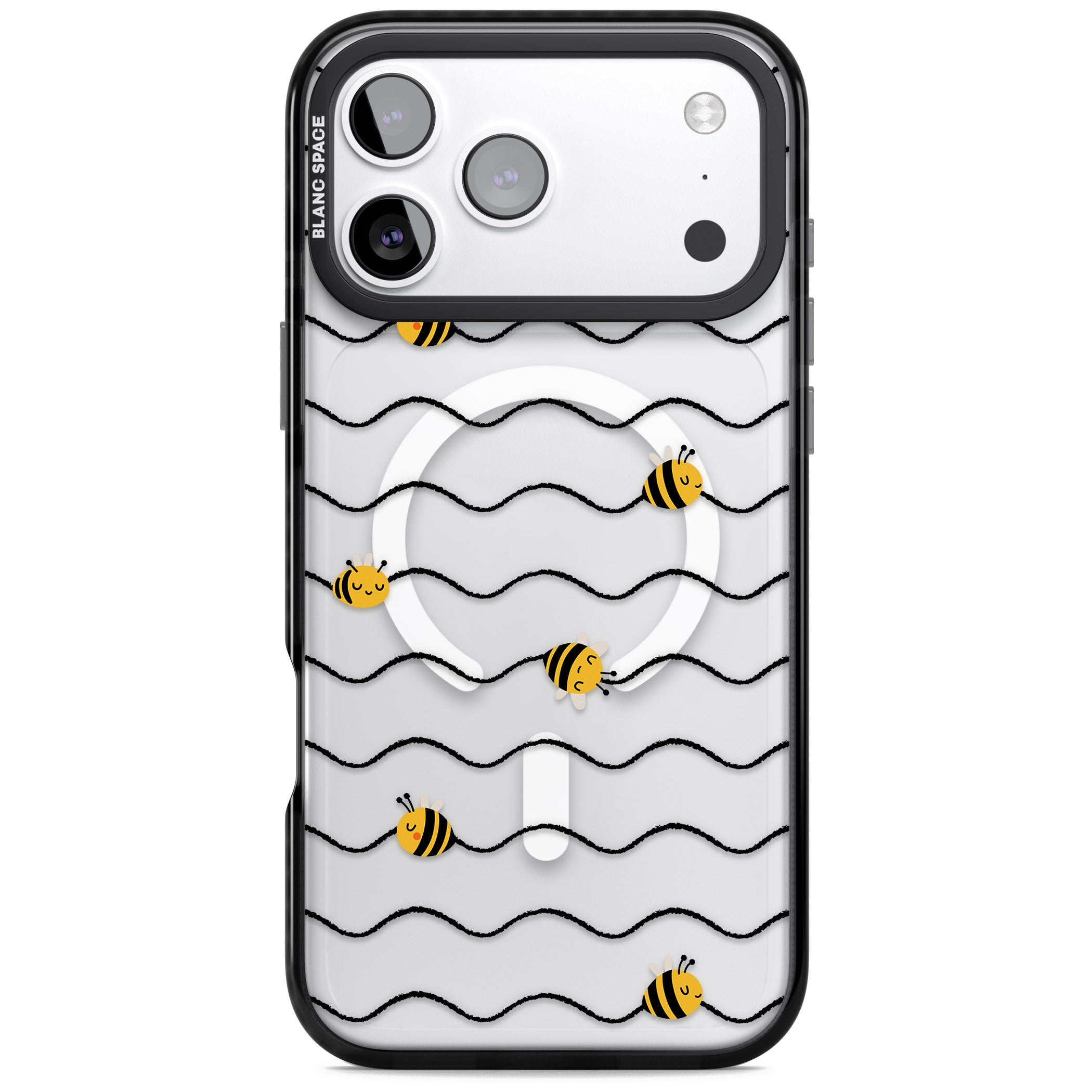 Bee Wave Pattern iPhone 17 Pro Impact Pro Black Phone Case
