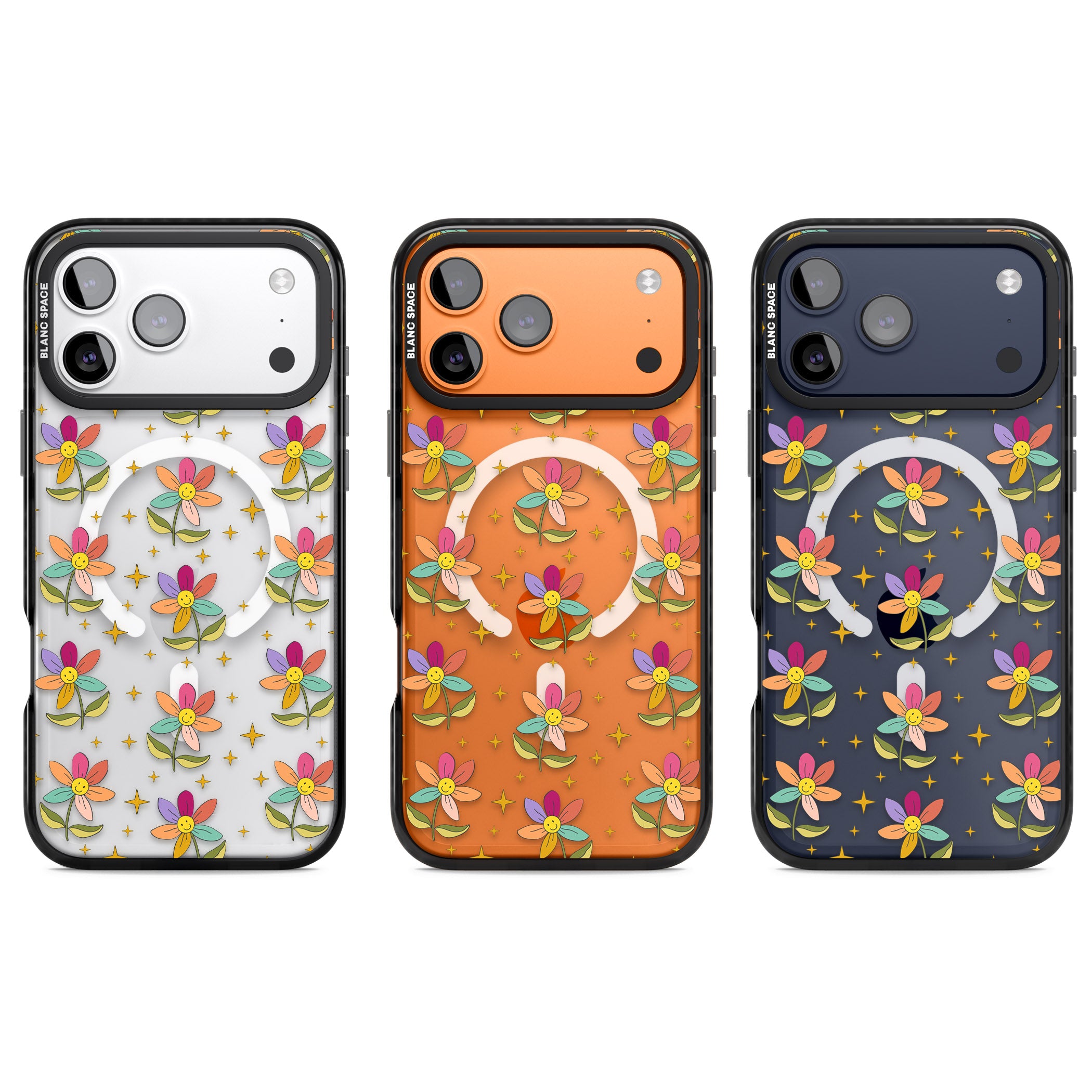 Boho Celestial Happy Flower iPhone 17 Pro Impact Pro Black Phone Case APT Impact Protection