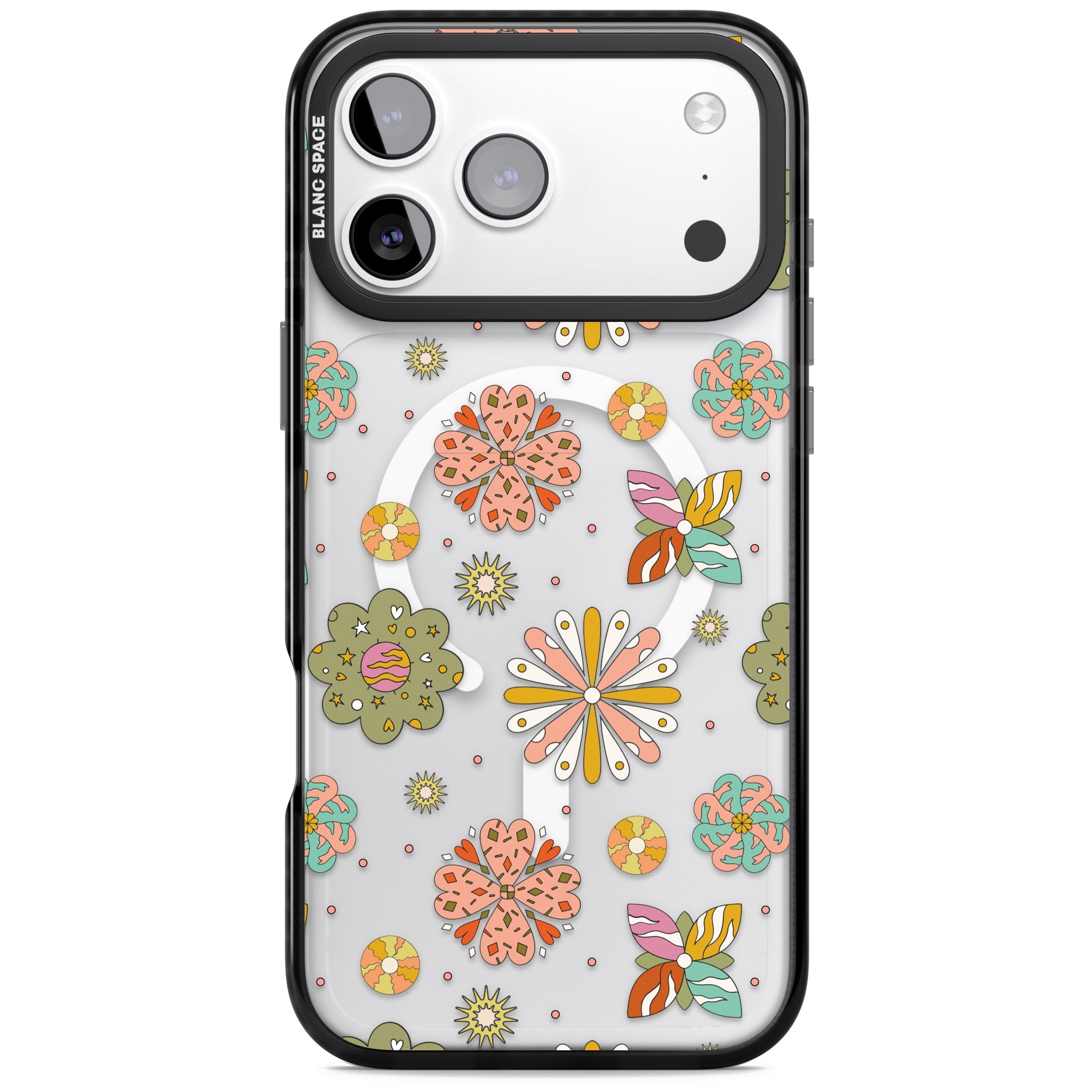 Boho Celestial Psychedelic Floral iPhone 17 Pro Impact Pro Black Phone Case