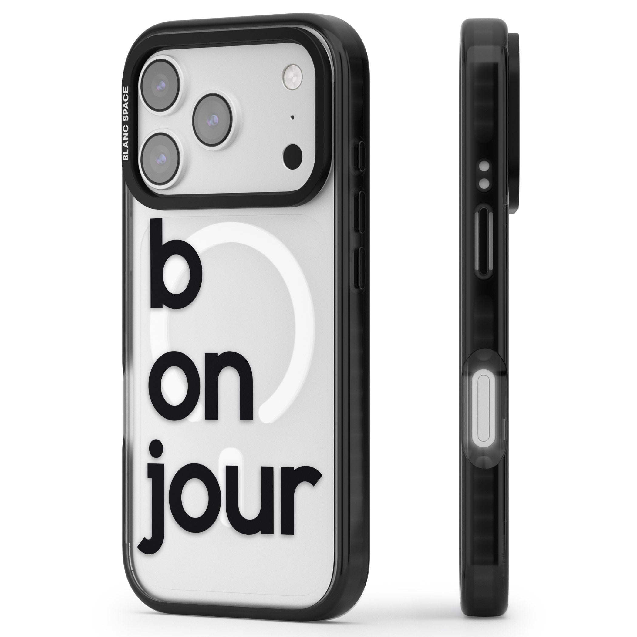 Bonjour iPhone 17 Pro Max Impact Pro Black Phone Case Side Profile